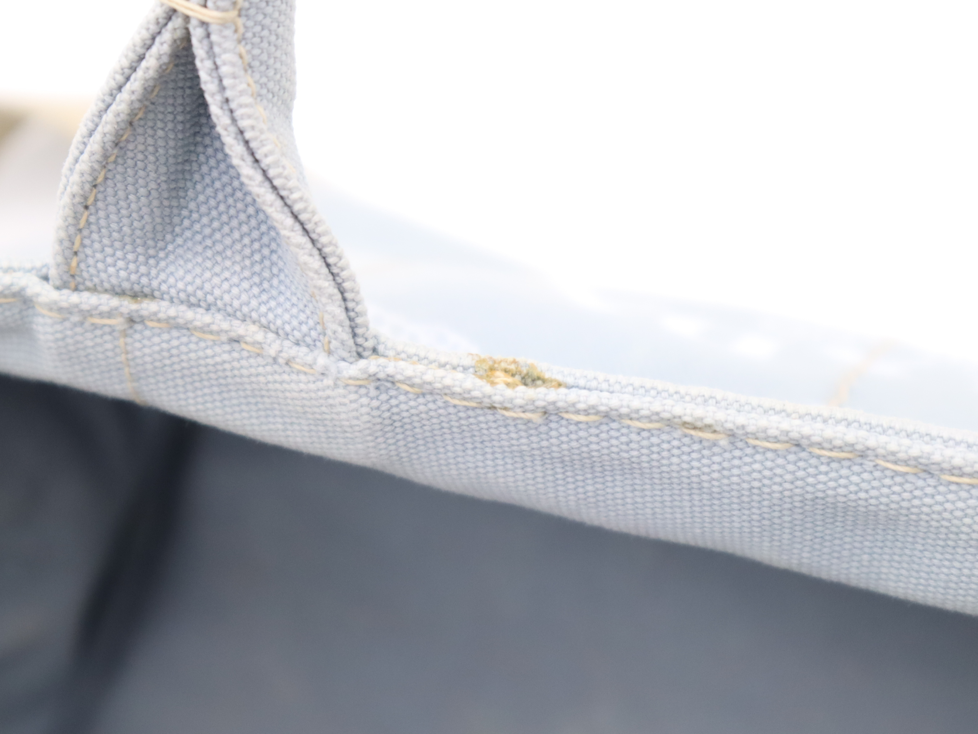 Denim Canapa Mini Handbag, Blue, Gold Hardware, with Shoulder Strap — view 12