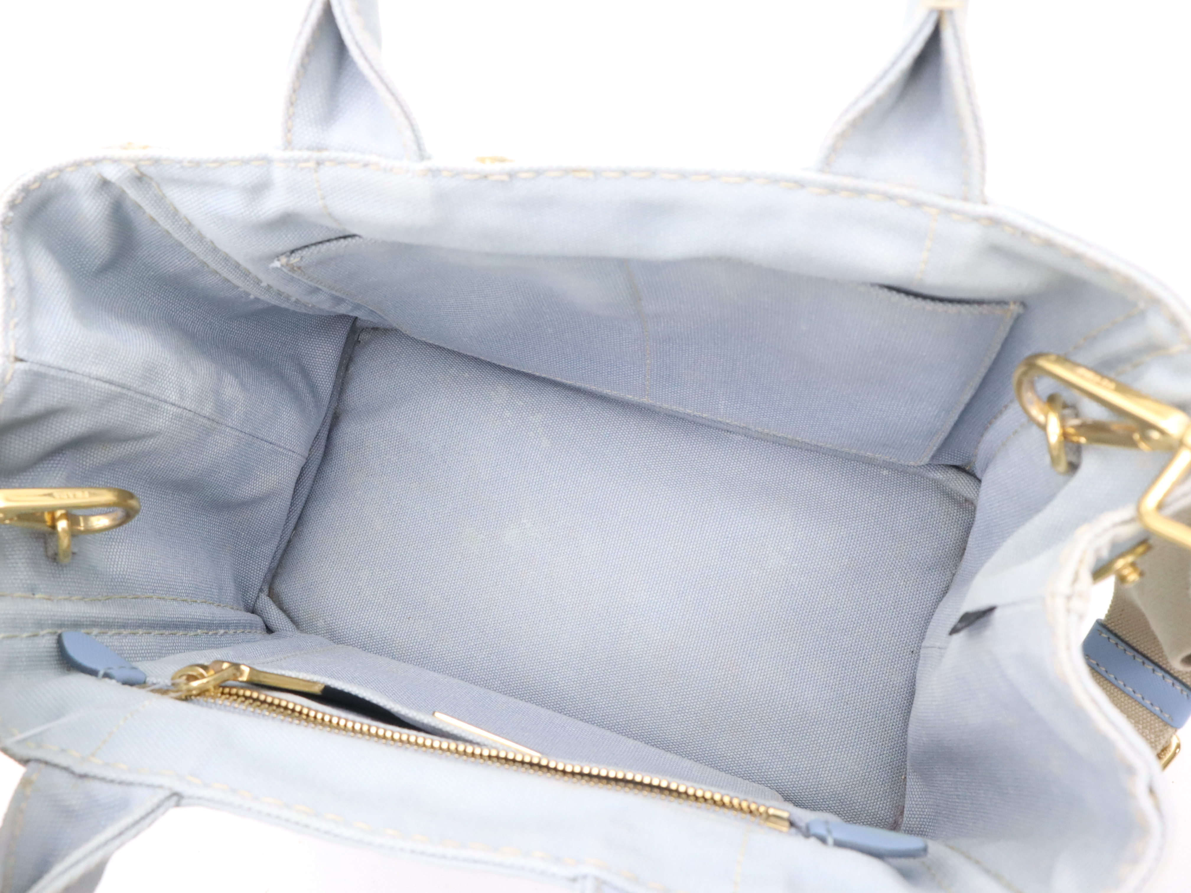 Denim Canapa Mini Handbag, Blue, Gold Hardware, with Shoulder Strap — view 10
