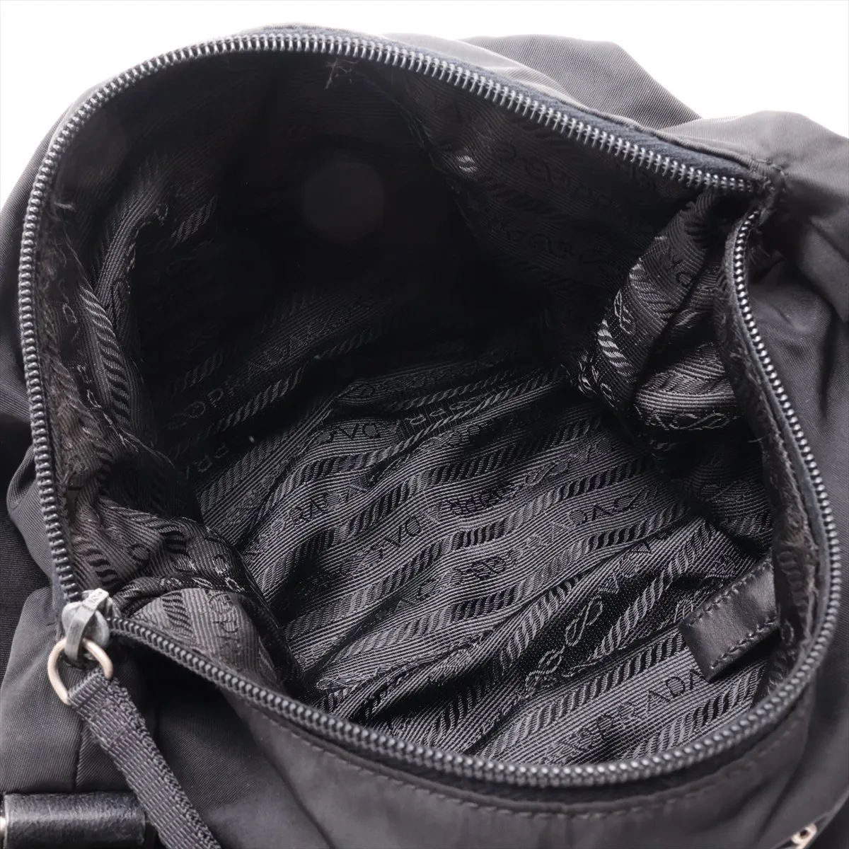 Tessuto Nylon x Leather Shoulder Bag, Black — view 6