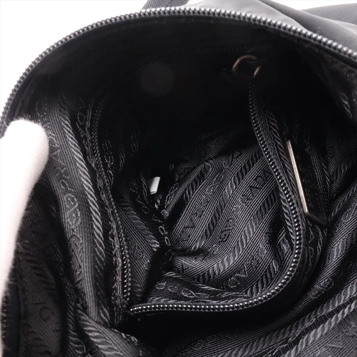 Tessuto Nylon x Leather Shoulder Bag, Black — view 7