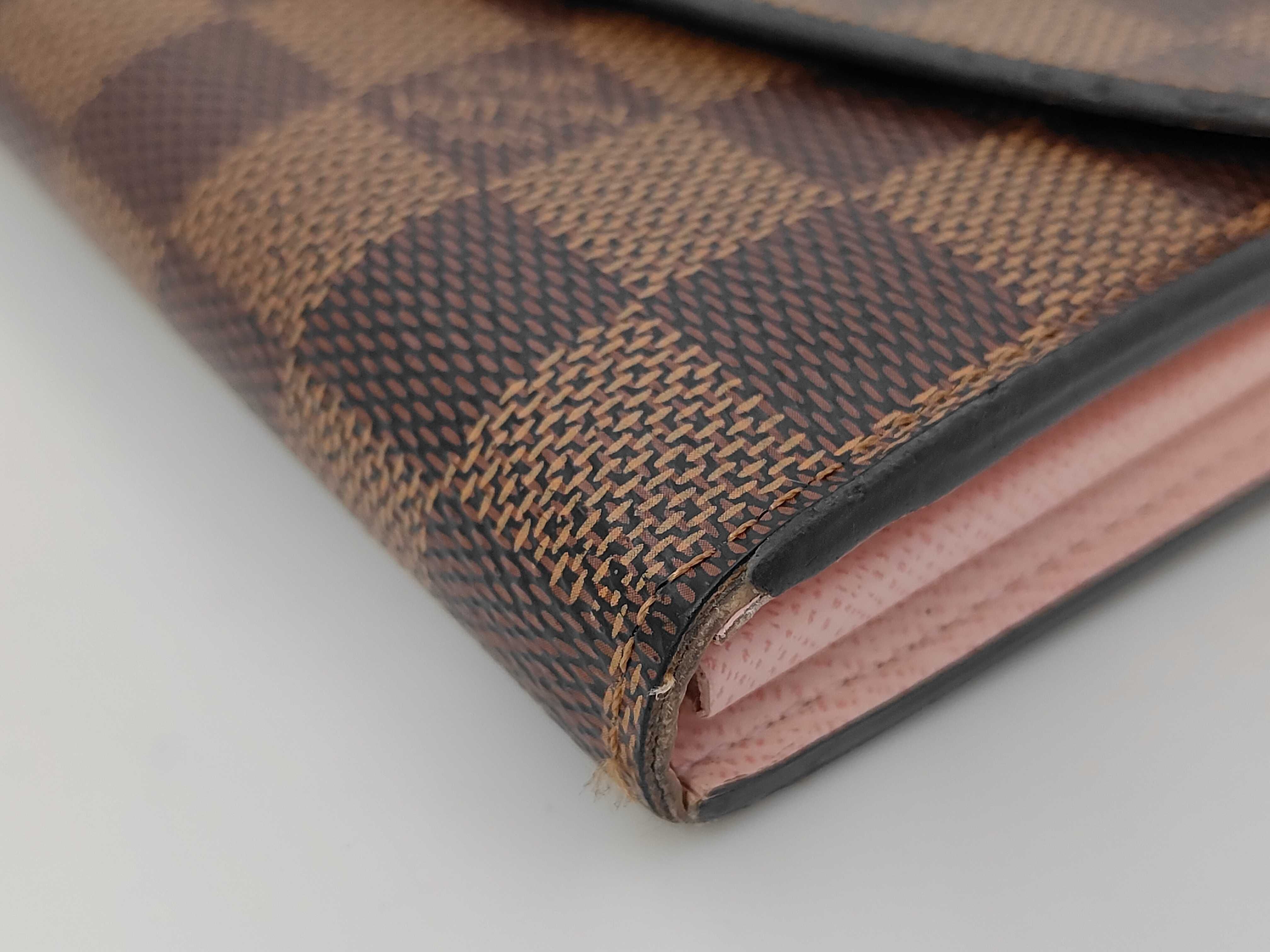 Damier Portefeuille Sarah Brown Long Wallet with Pink Interior — view 3