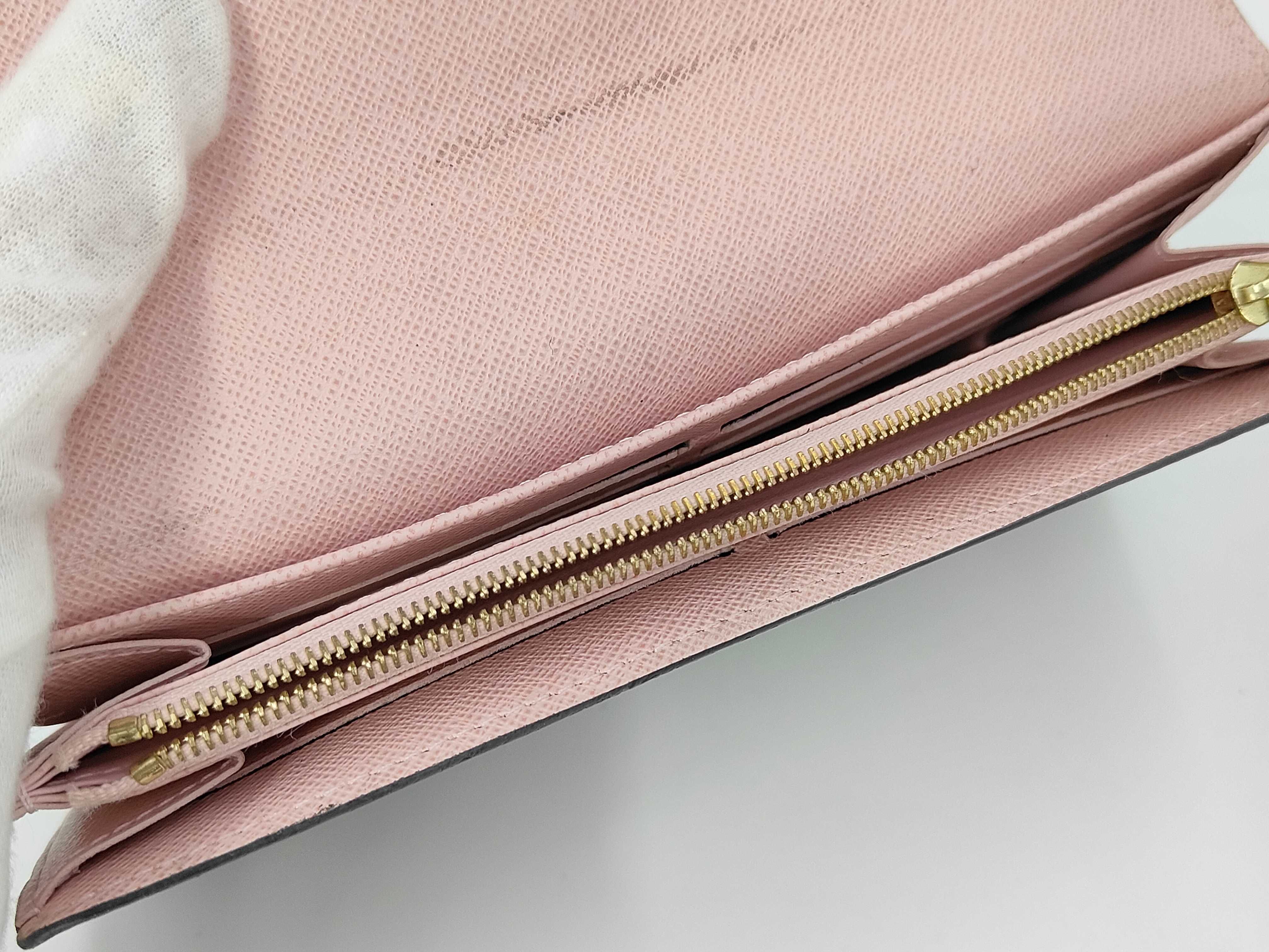 Damier Portefeuille Sarah Brown Long Wallet with Pink Interior — view 4
