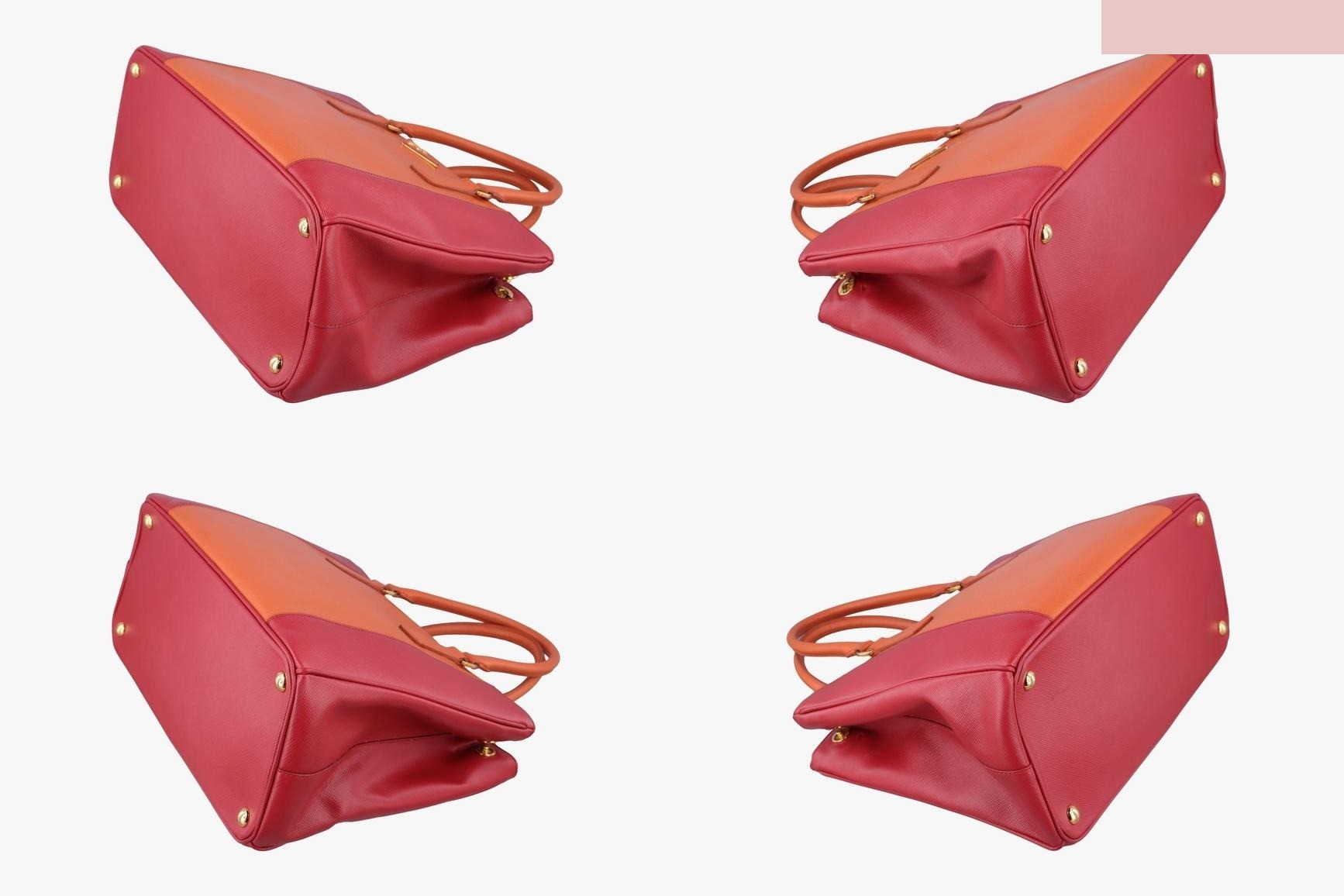 Galleria Saffiano Leather Orange x Red — view 4