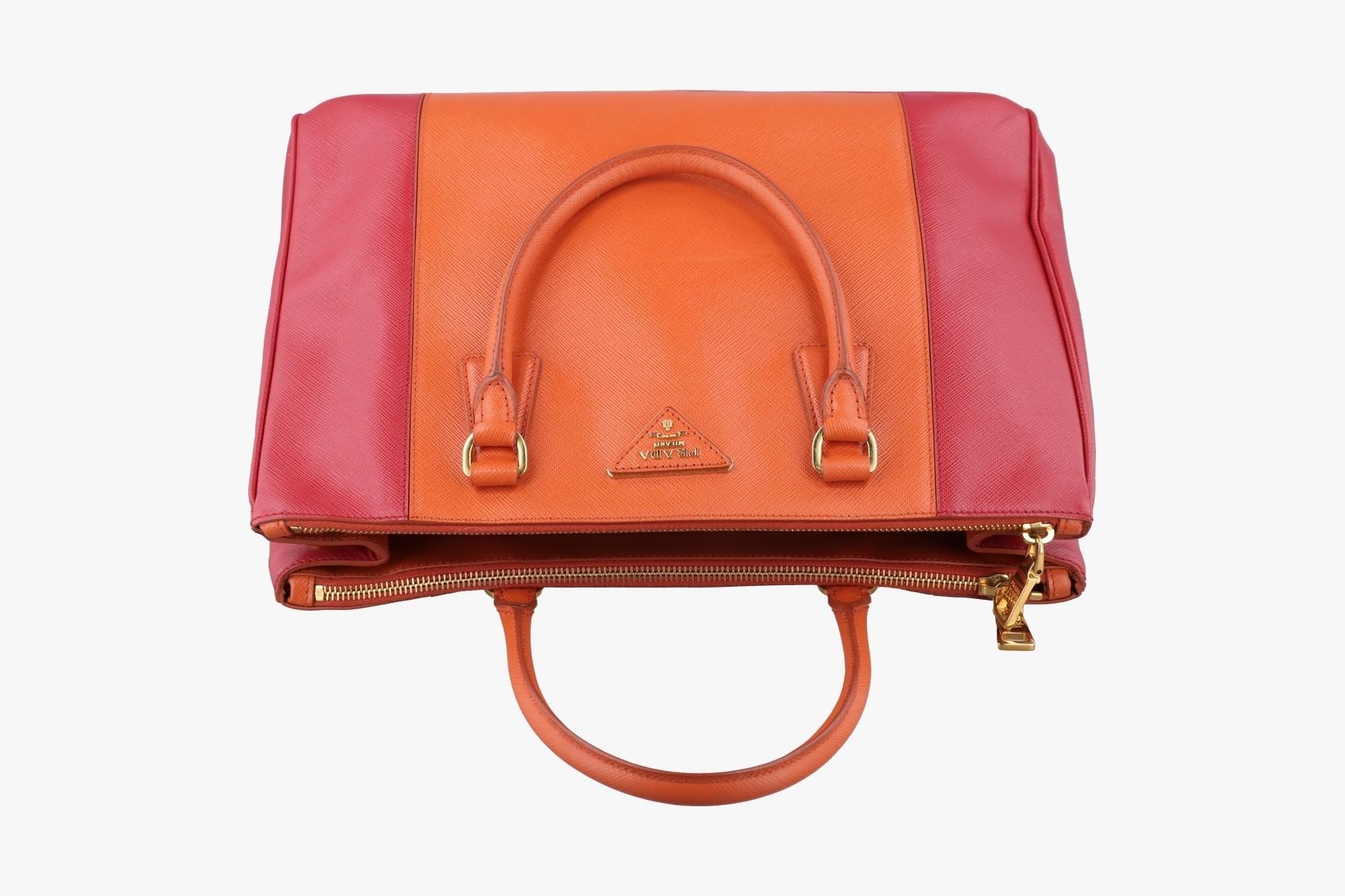 Galleria Saffiano Leather Orange x Red — view 5
