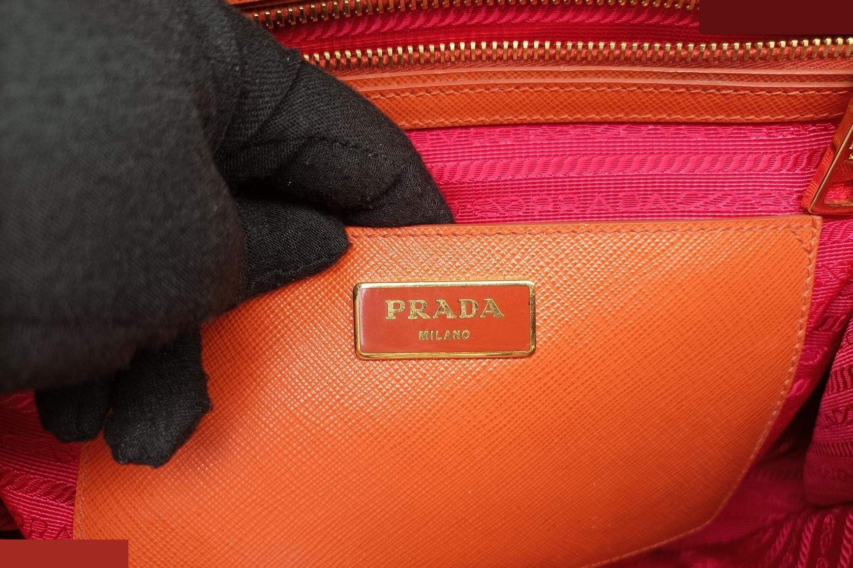 Galleria Saffiano Leather Orange x Red — view 7