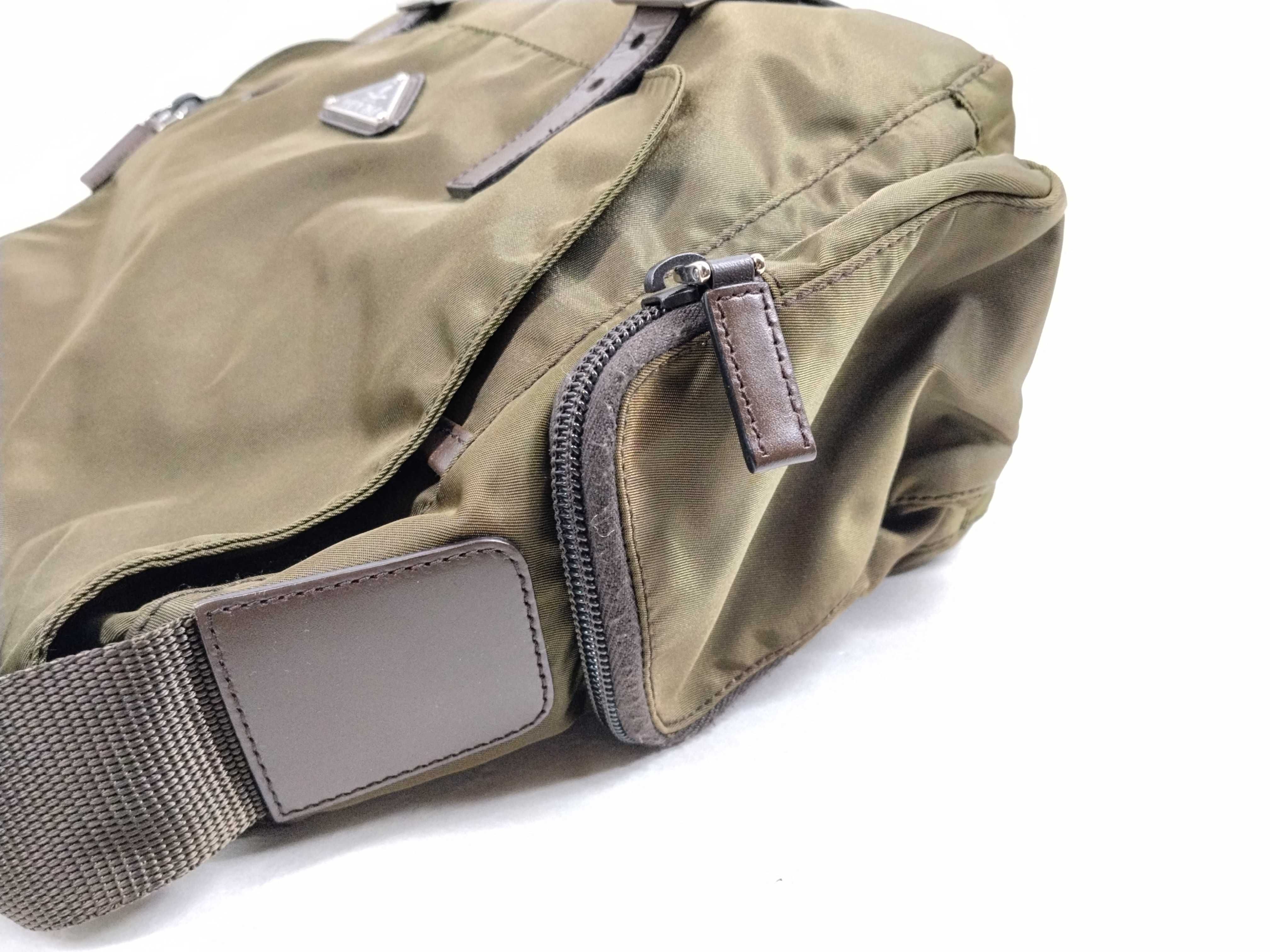 Nylon Shoulder Bag, Khaki — view 9