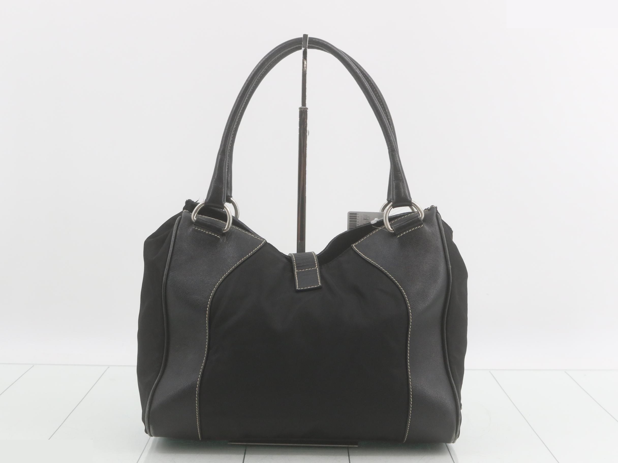Shoulder bag, black nylon — view 2