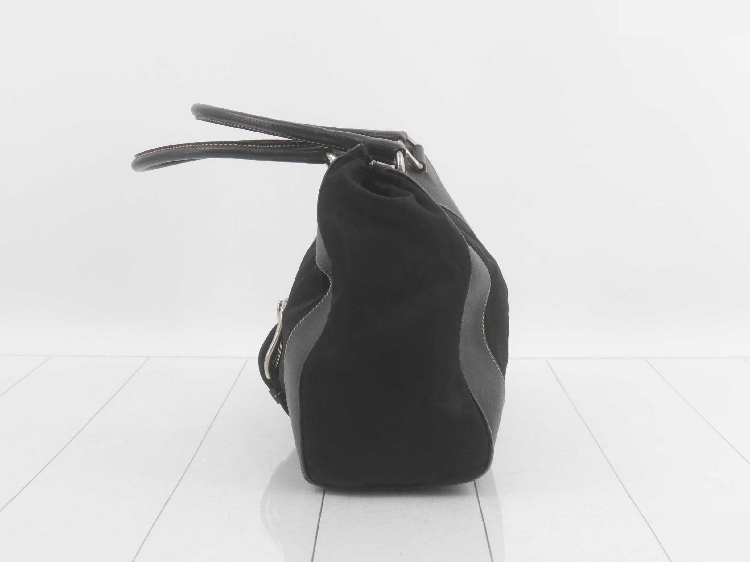 Shoulder bag, black nylon — view 3