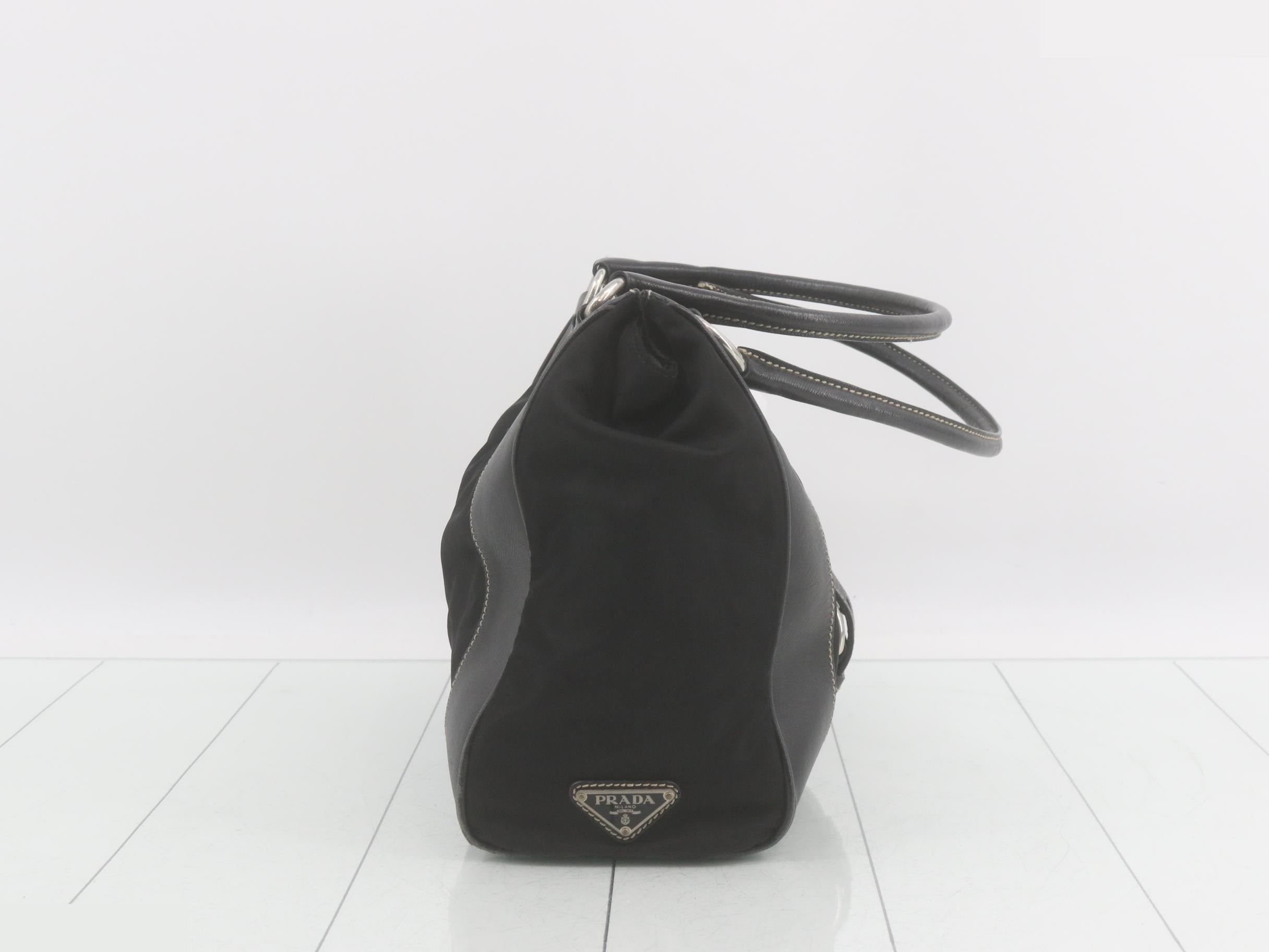 Shoulder bag, black nylon — view 4
