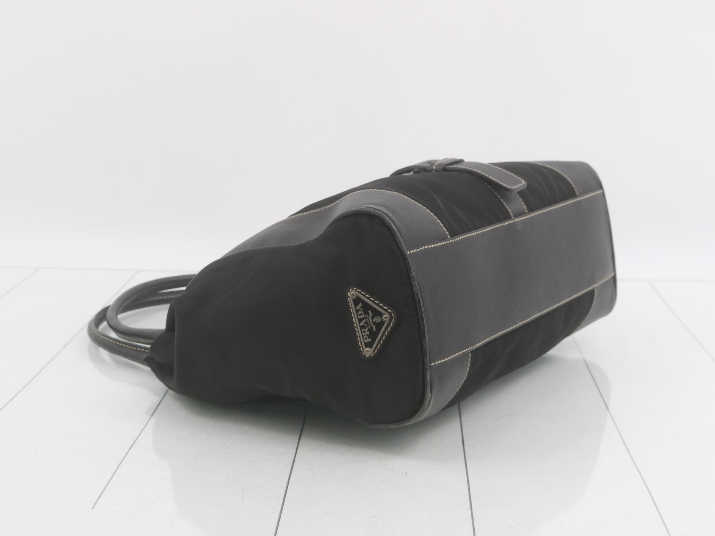Shoulder bag, black nylon — view 5