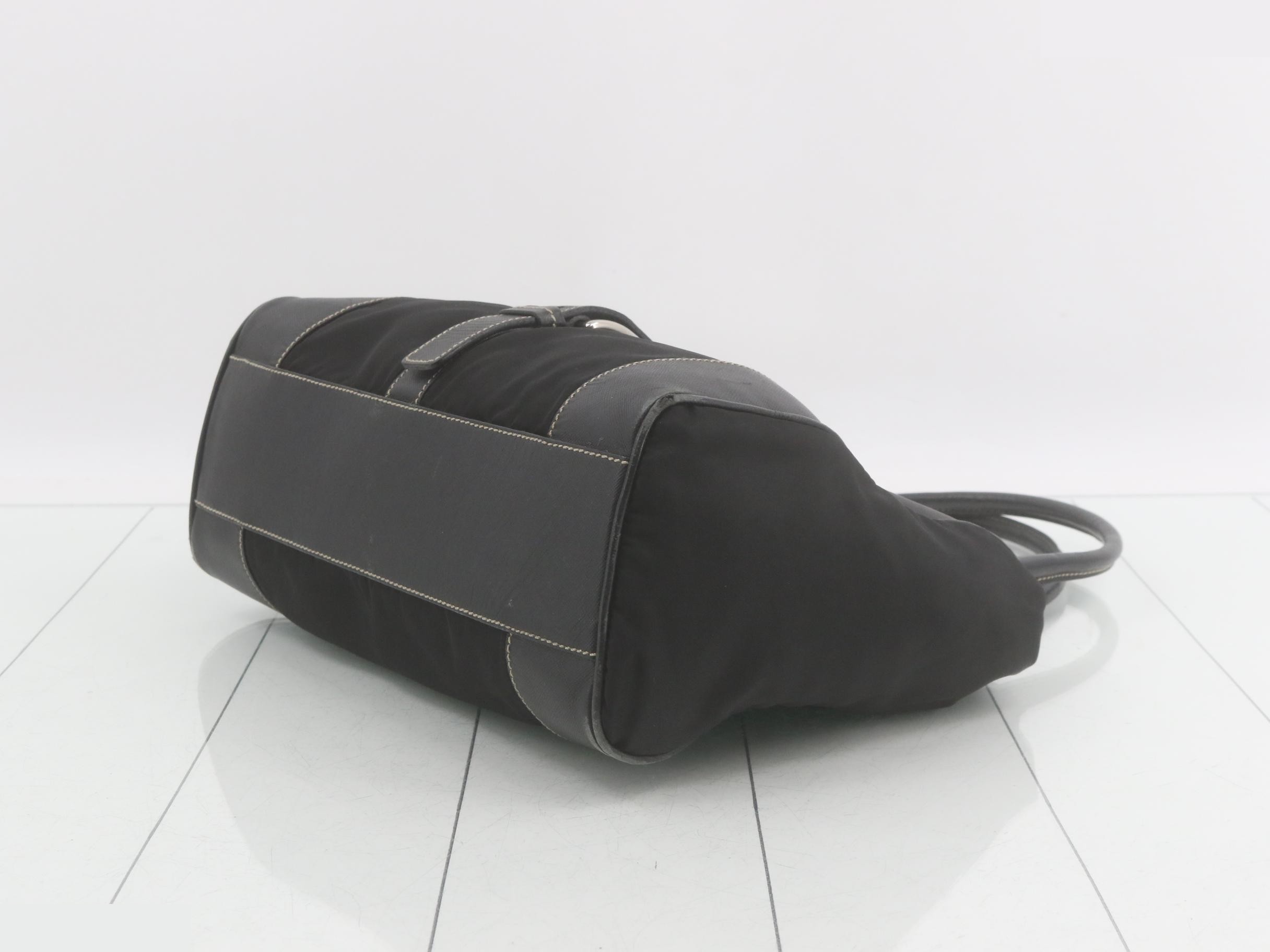 Shoulder bag, black nylon — view 6