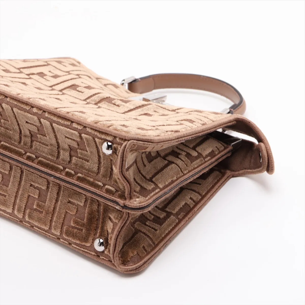 Zucca Peekaboo I.U Small Velour 2-Way Handbag Brown 8BN327 — view 3