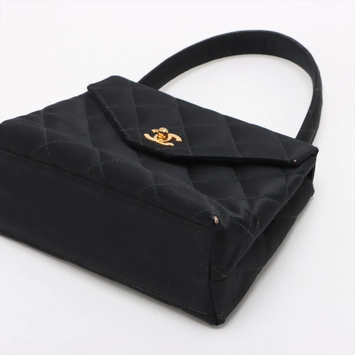 Matelassé Satin Handbag, Black with Gold Hardware, Item No. 4228461 (Serial No. 4) — view 3