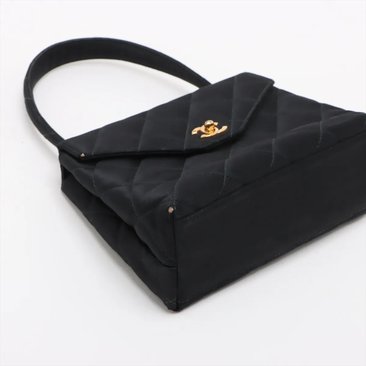 Matelassé Satin Handbag, Black with Gold Hardware, Item No. 4228461 (Serial No. 4) — view 4