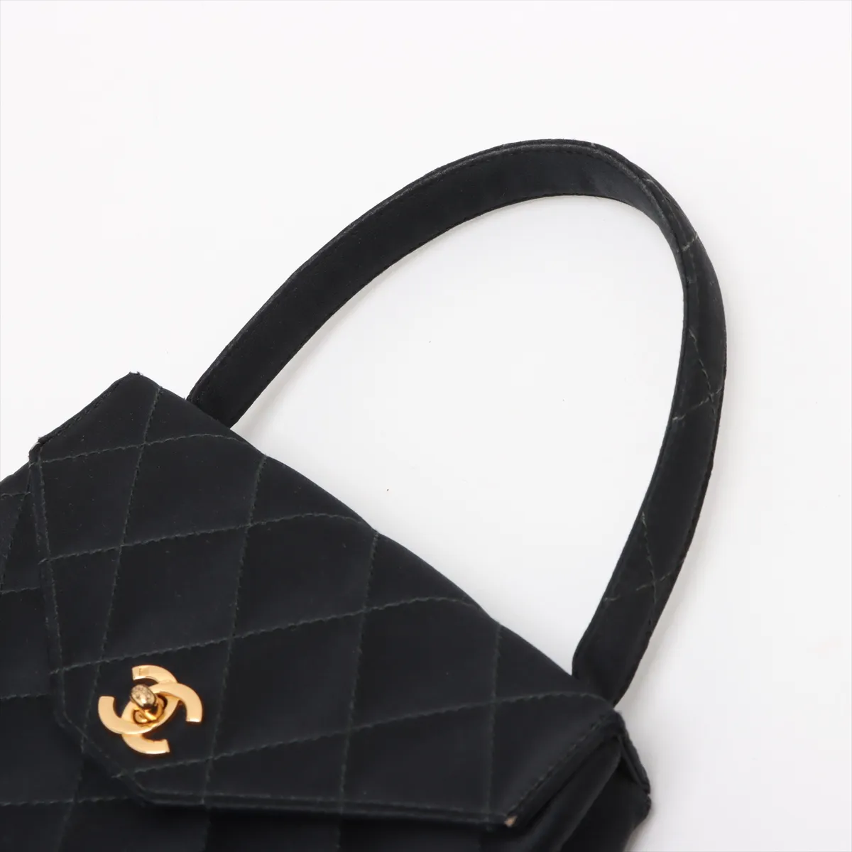 Matelassé Satin Handbag, Black with Gold Hardware, Item No. 4228461 (Serial No. 4) — view 5