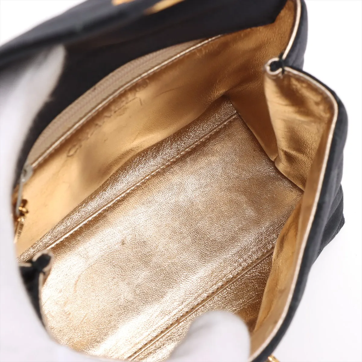 Matelassé Satin Handbag, Black with Gold Hardware, Item No. 4228461 (Serial No. 4) — view 6