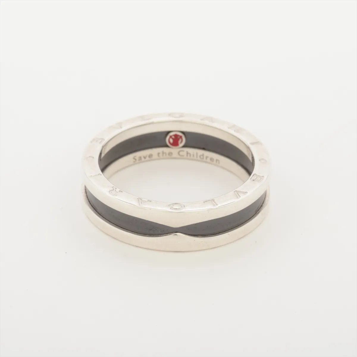 B.zero1 Save the Children Charity Ring, Size 66, 925 x Black Ceramic, 7.2g, Black x Silver,