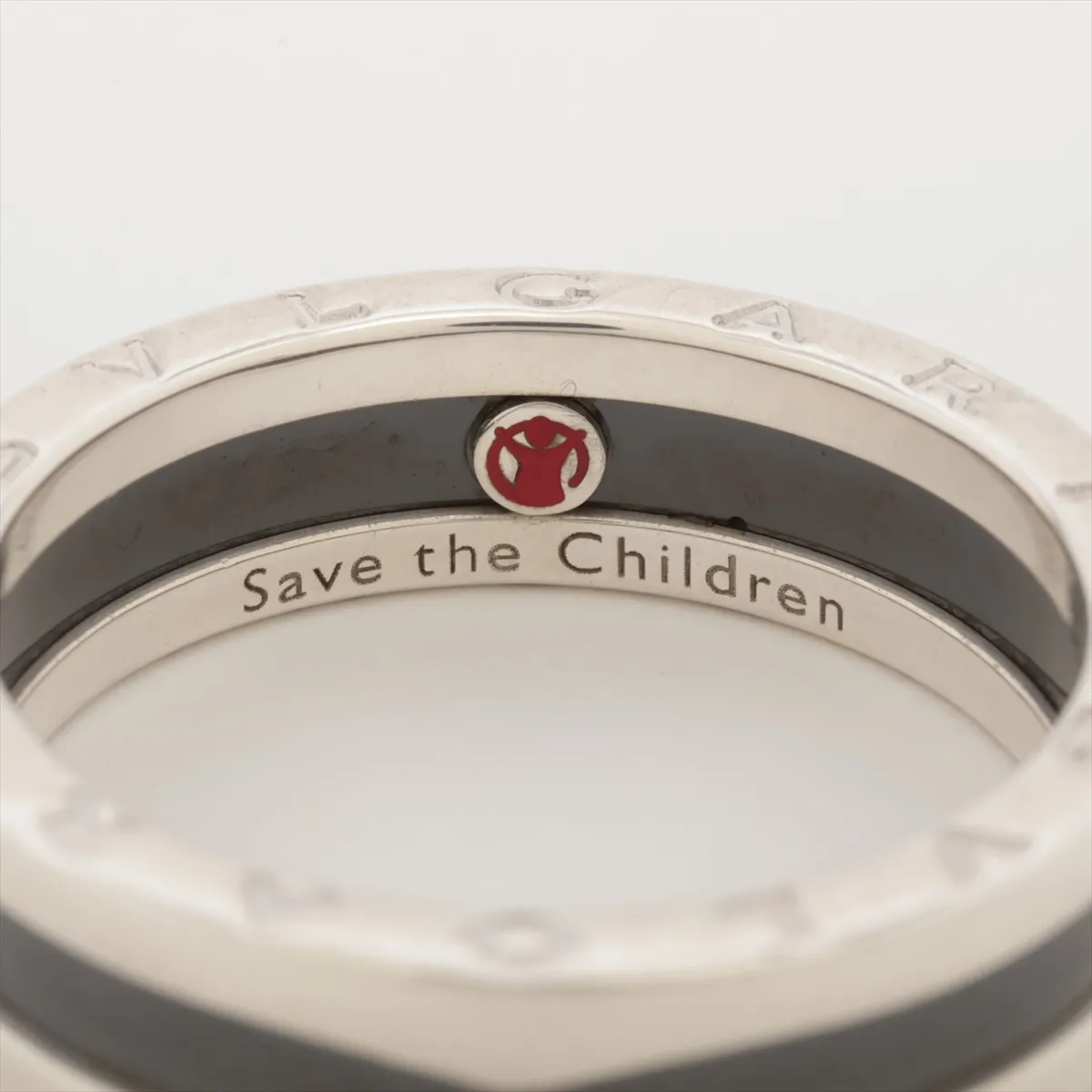 B.zero1 Save the Children Charity Ring, Size 66, 925 x Black Ceramic, 7.2g, Black x Silver, — view 4