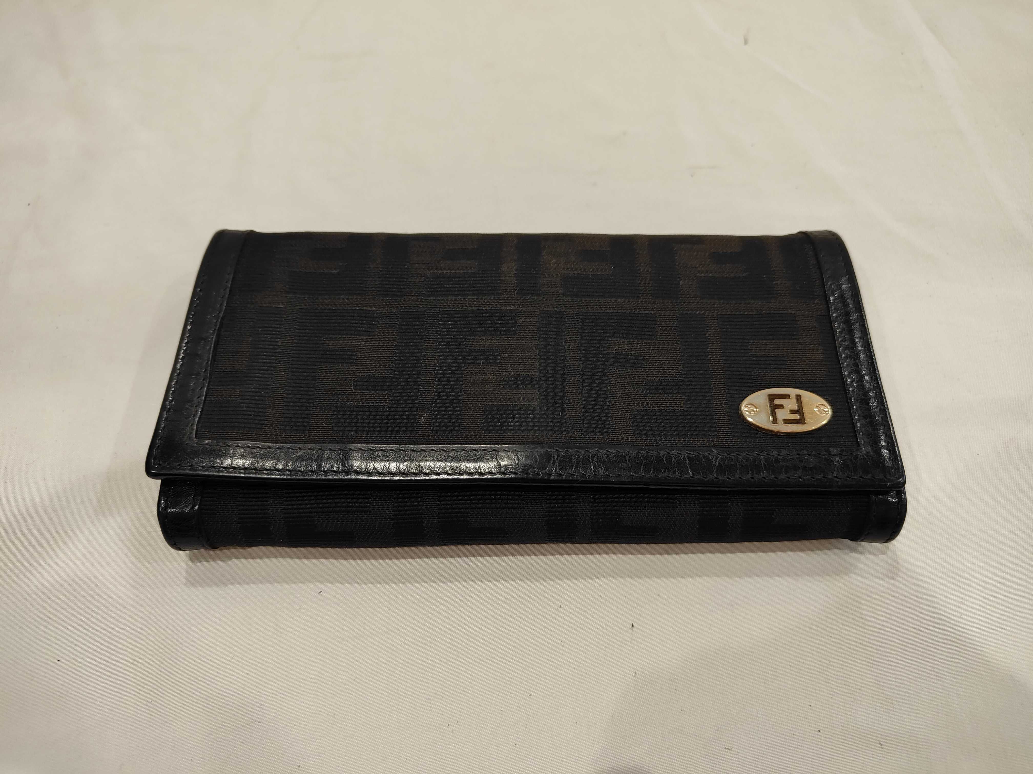 Zucca pattern long wallet, trifold, canvas leather wallet