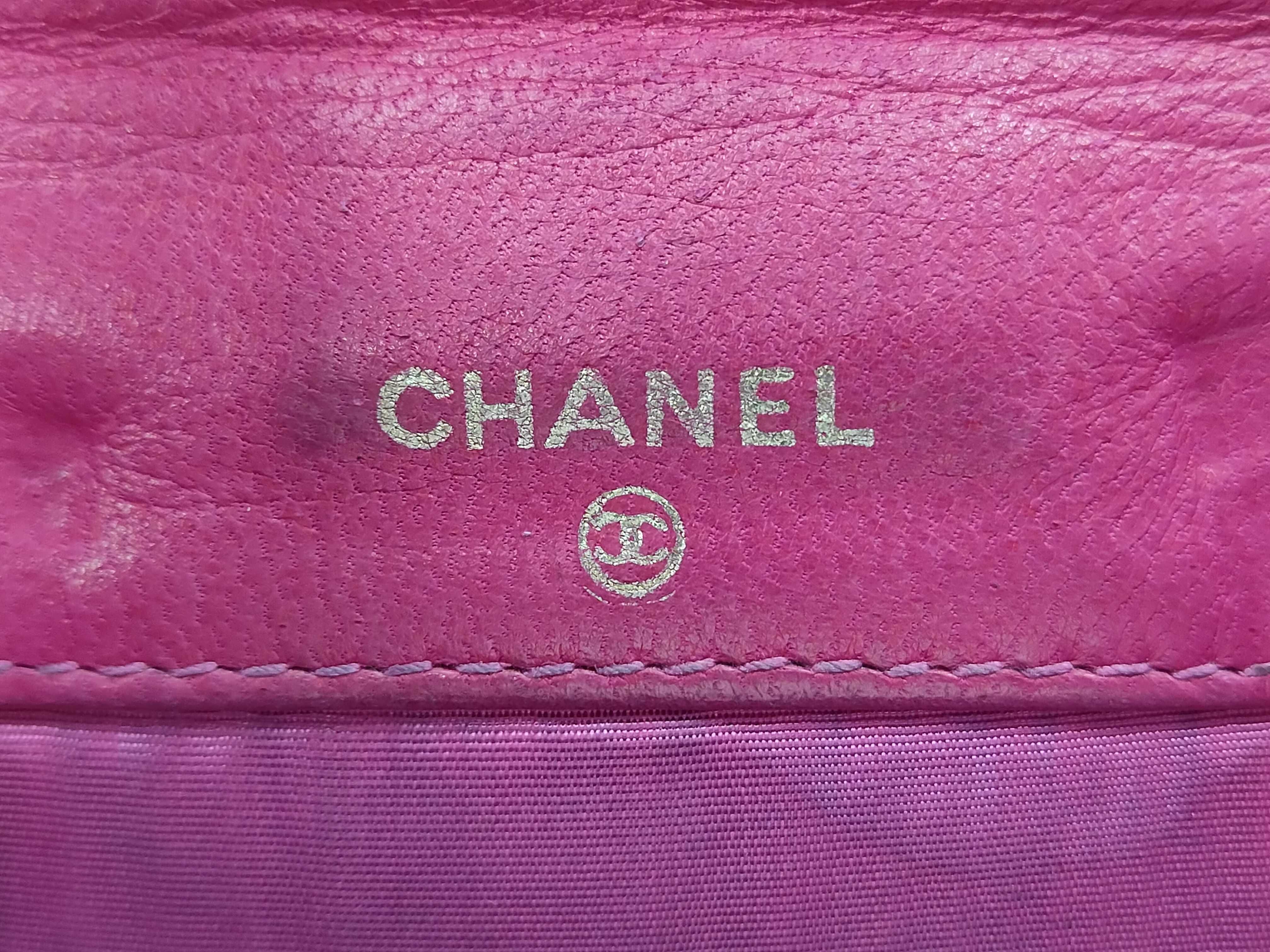 Caviar Skin Coco Mark Pink Folding Wallet — view 8