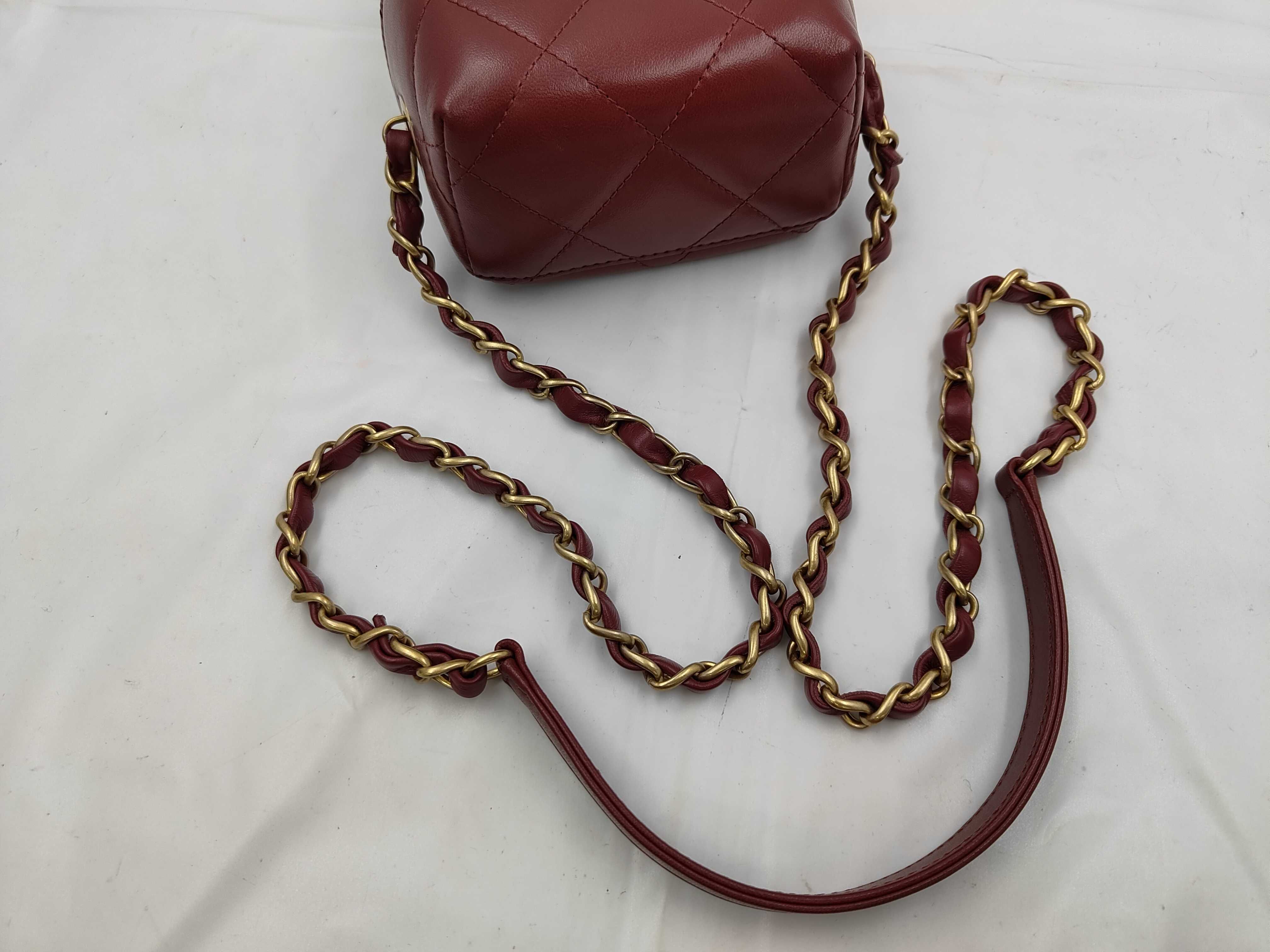 Matelassé Box Chain Shoulder Bag with Metal Tips — view 3