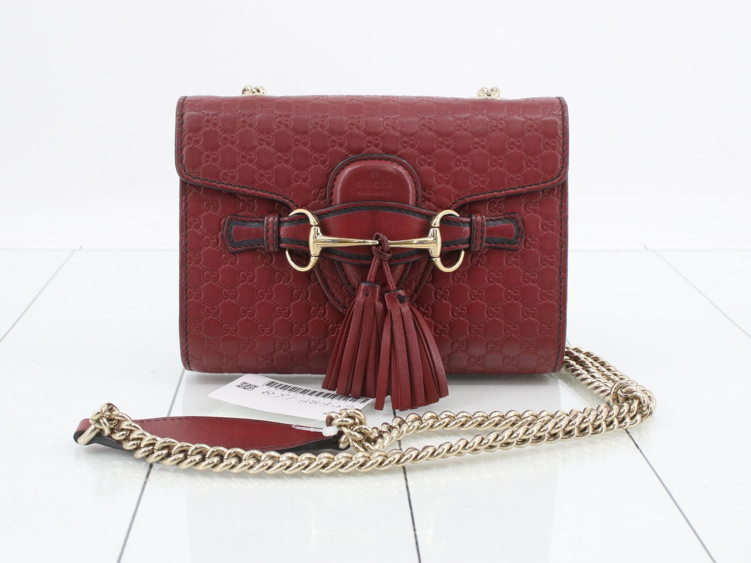 Guccissima Emily Horsebit Chain Shoulder Bag, Red