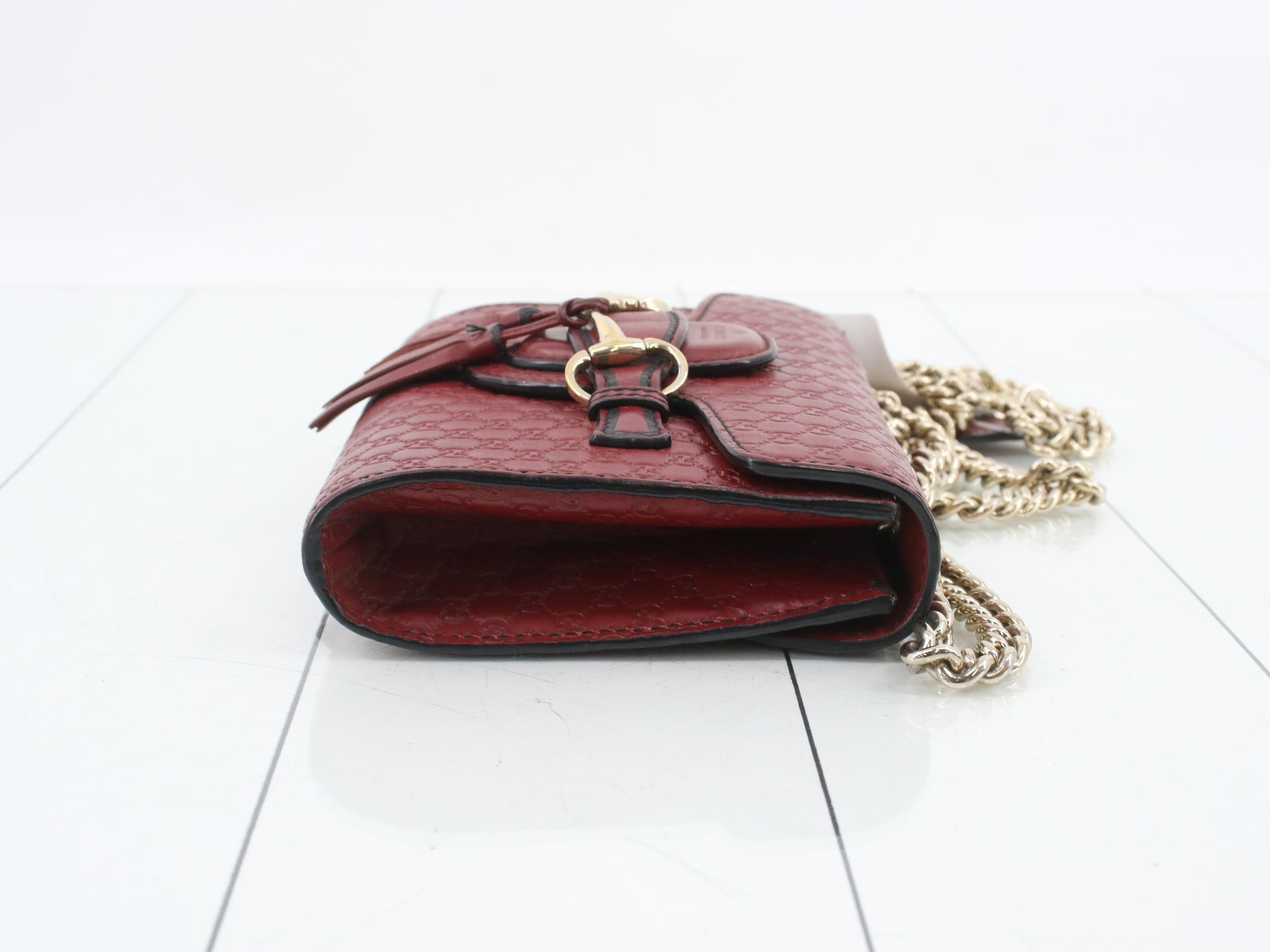 Guccissima Emily Horsebit Chain Shoulder Bag, Red — view 3