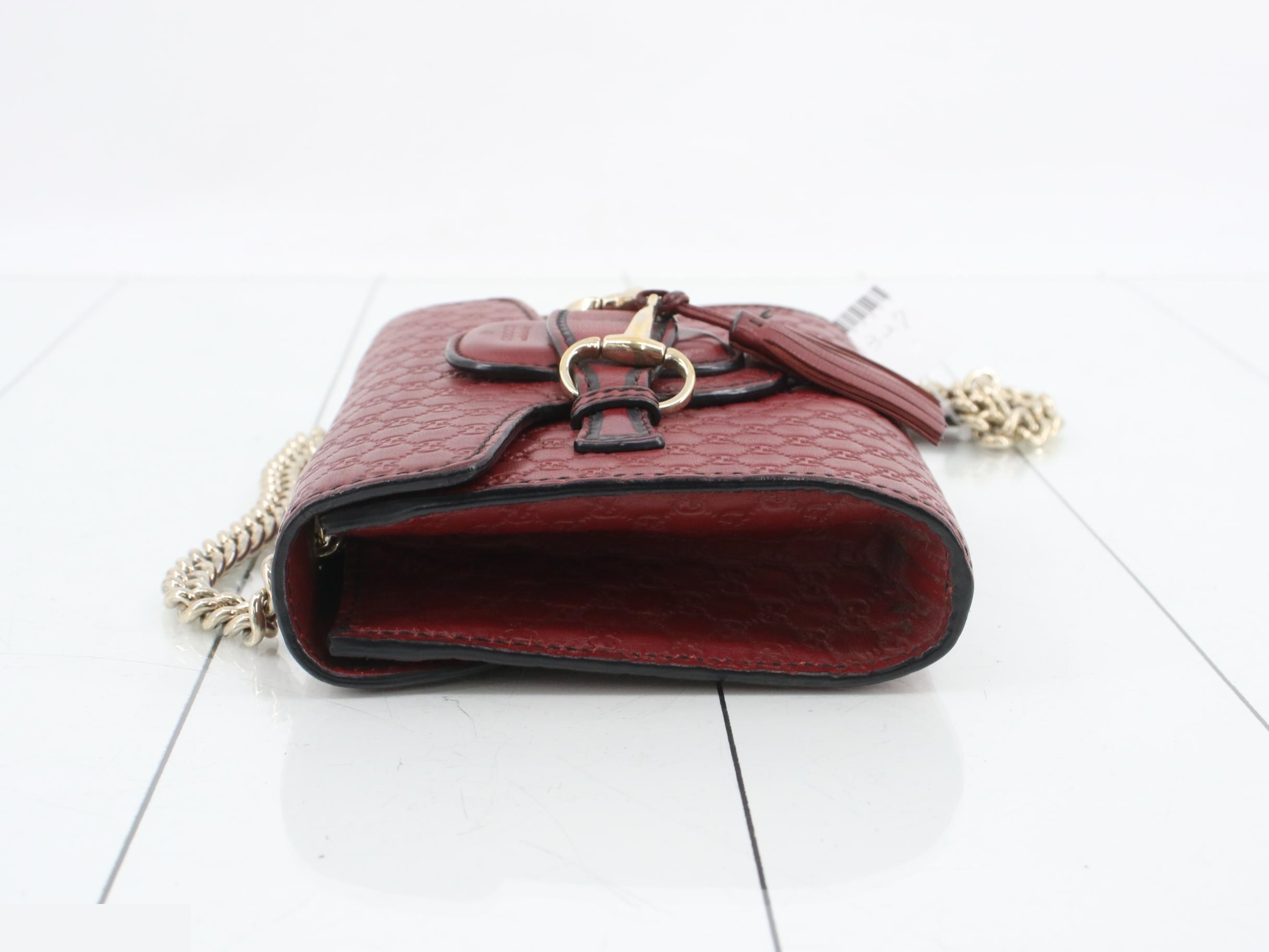 Guccissima Emily Horsebit Chain Shoulder Bag, Red — view 4