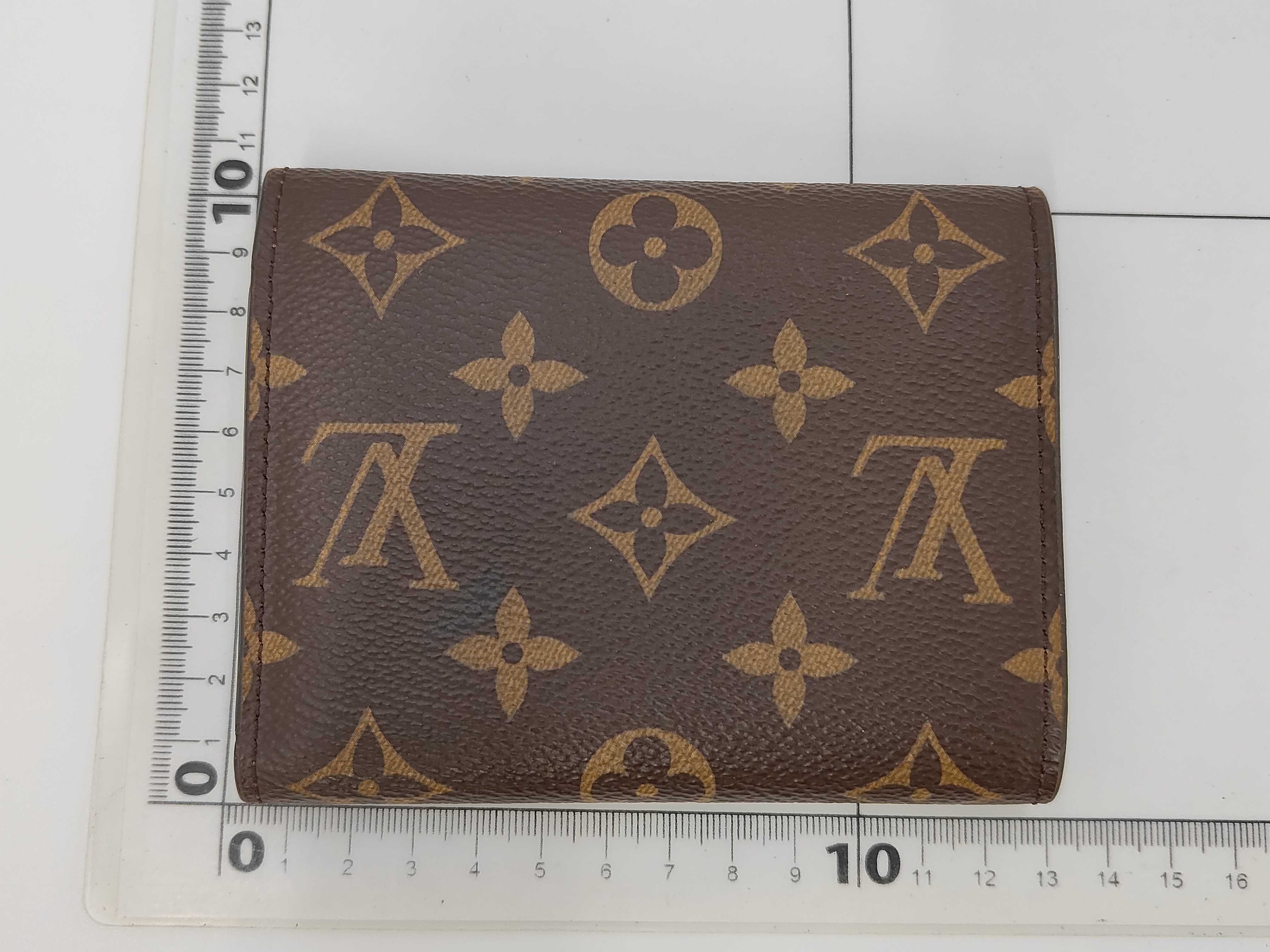 Victorine Compact Brown Monogram Wallet with Gold Buttons — view 2