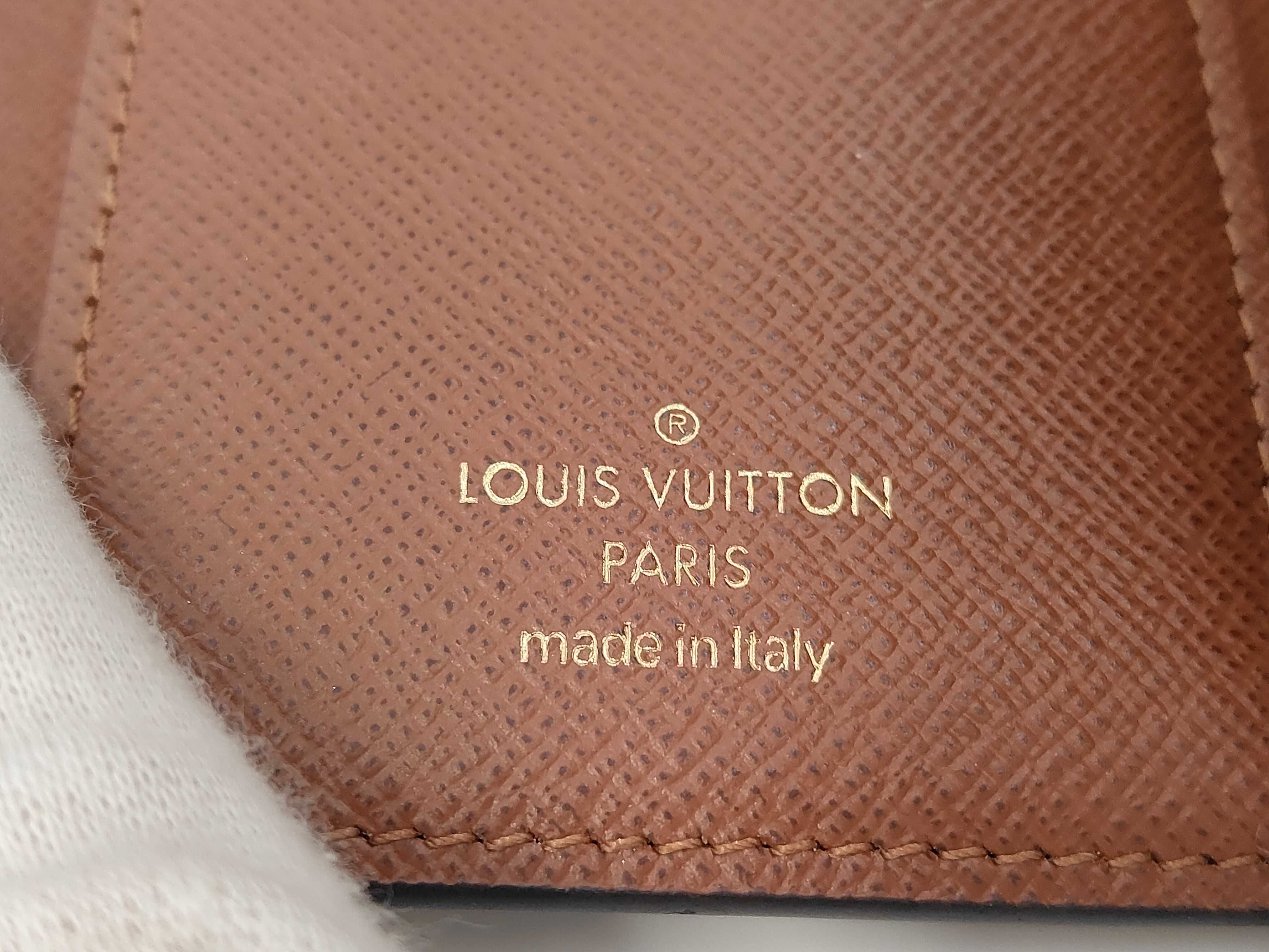 Victorine Compact Brown Monogram Wallet with Gold Buttons — view 4