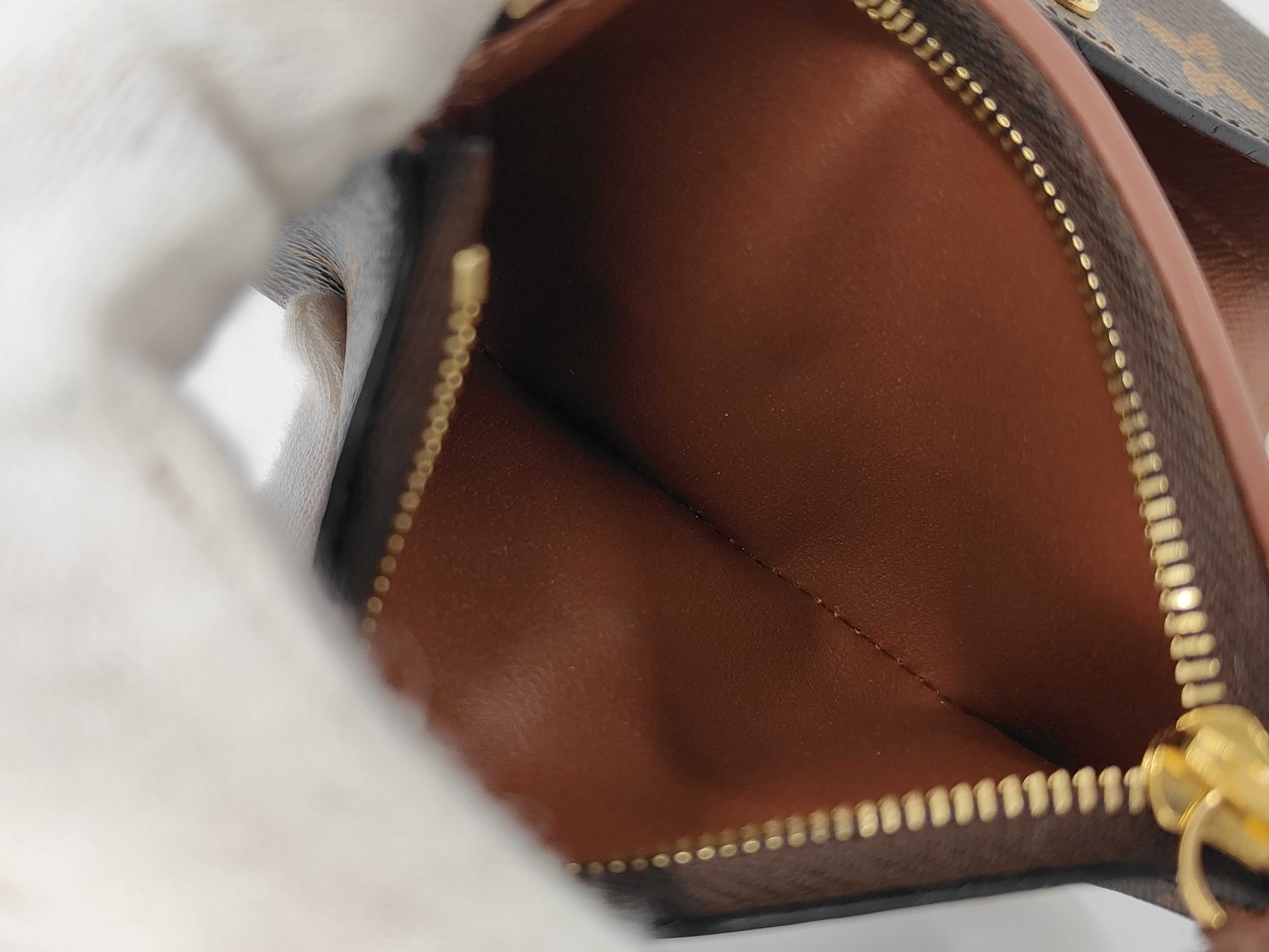 Victorine Compact Brown Monogram Wallet with Gold Buttons — view 5