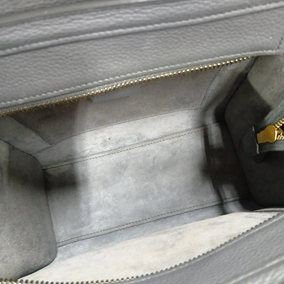 Luggage Nano Shopper Leather 2-Way Handbag, Gray — view 15
