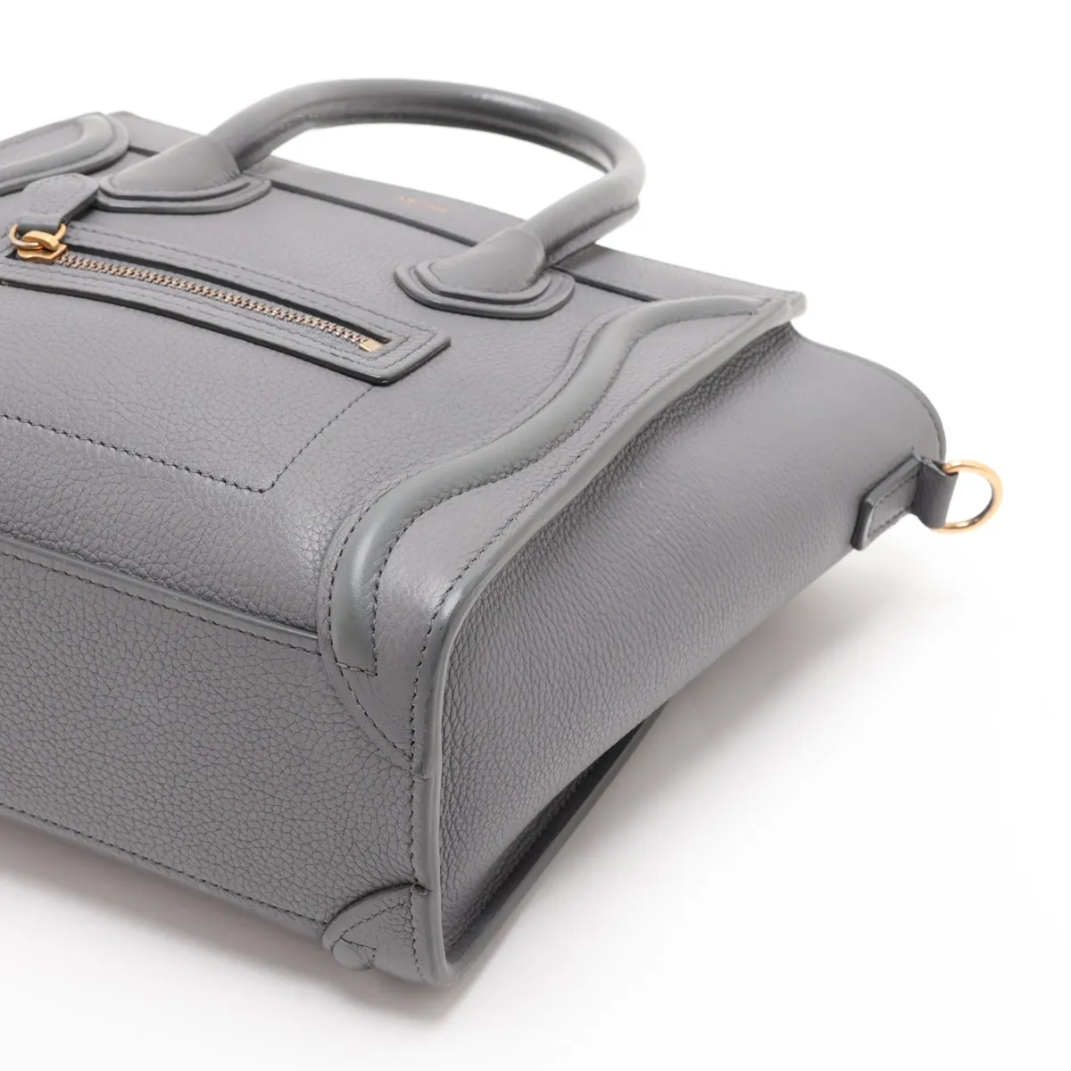 Luggage Nano Shopper Leather 2-Way Handbag, Gray — view 3