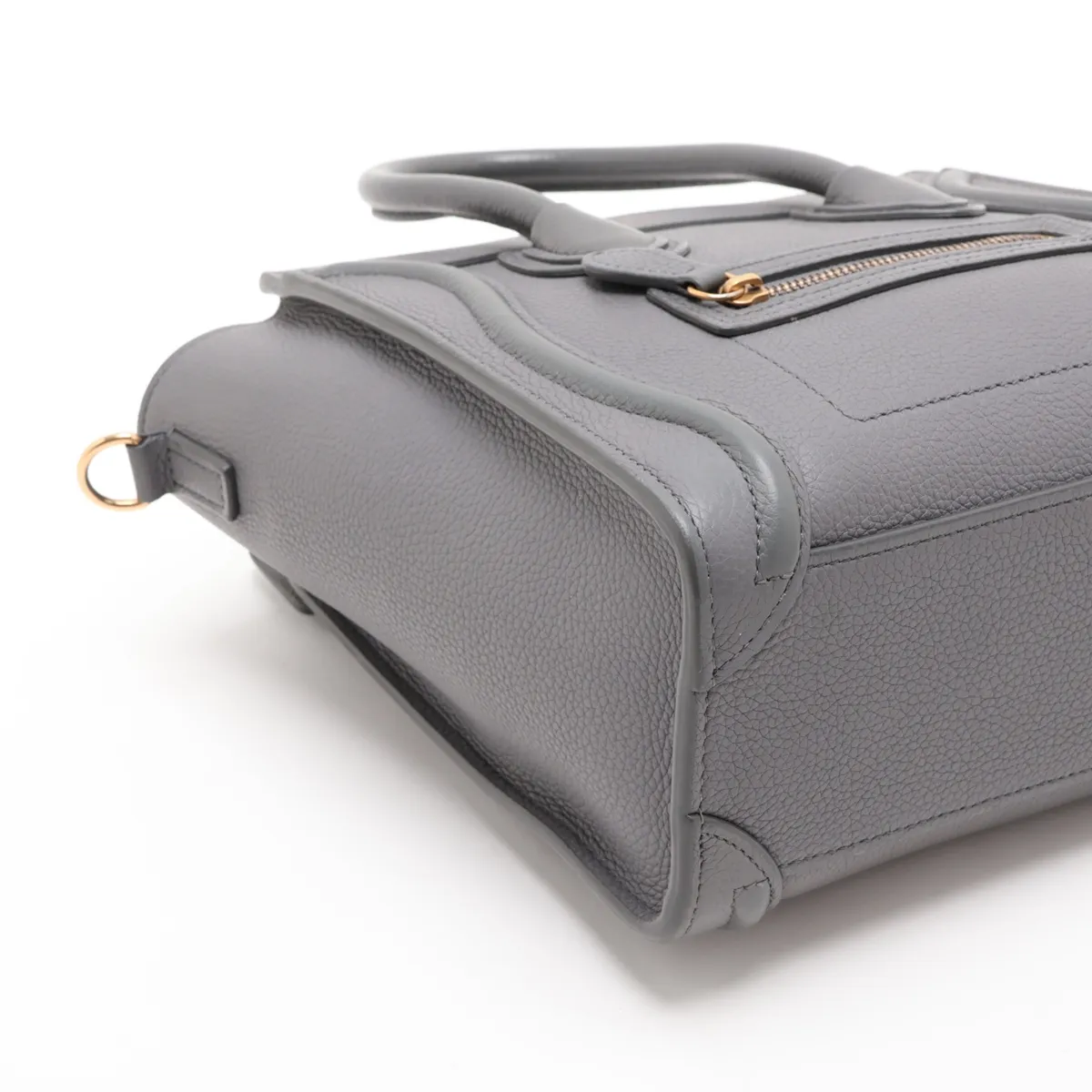 Luggage Nano Shopper Leather 2-Way Handbag, Gray — view 4