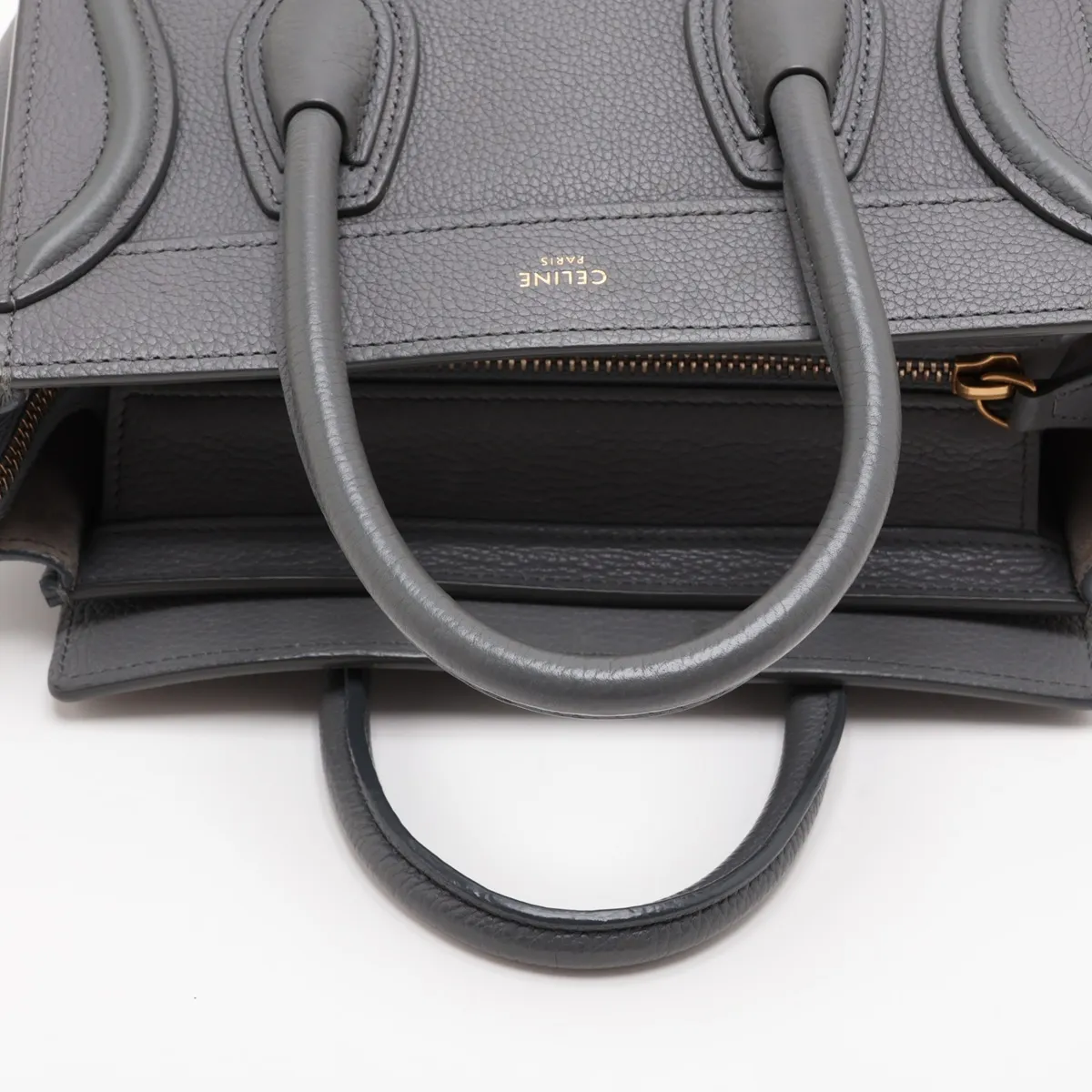 Luggage Nano Shopper Leather 2-Way Handbag, Gray — view 5