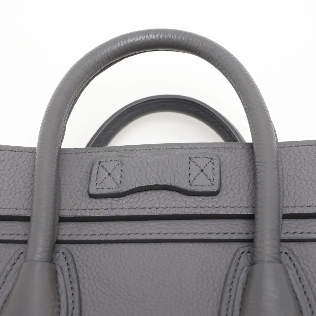 Luggage Nano Shopper Leather 2-Way Handbag, Gray — view 6