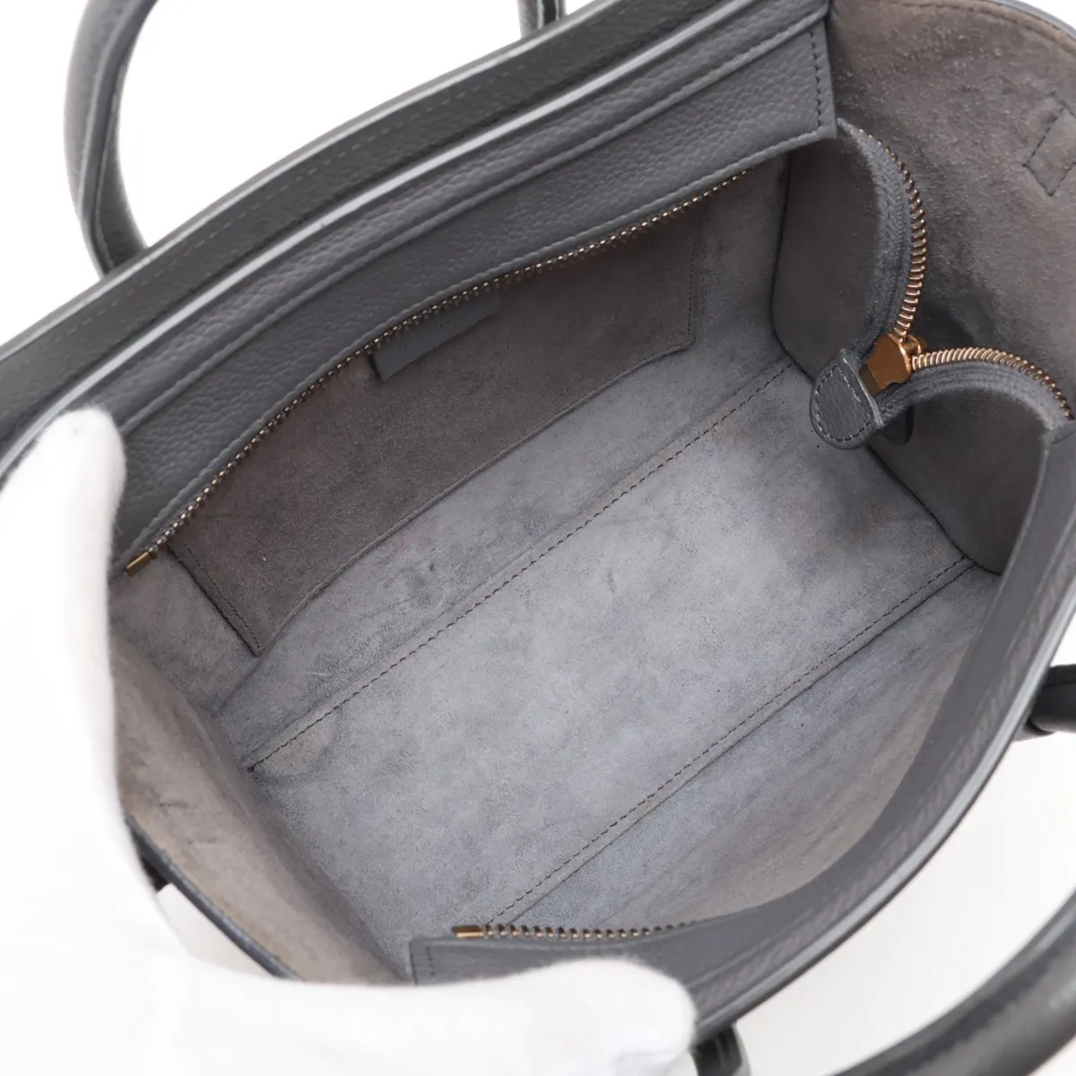 Luggage Nano Shopper Leather 2-Way Handbag, Gray — view 8