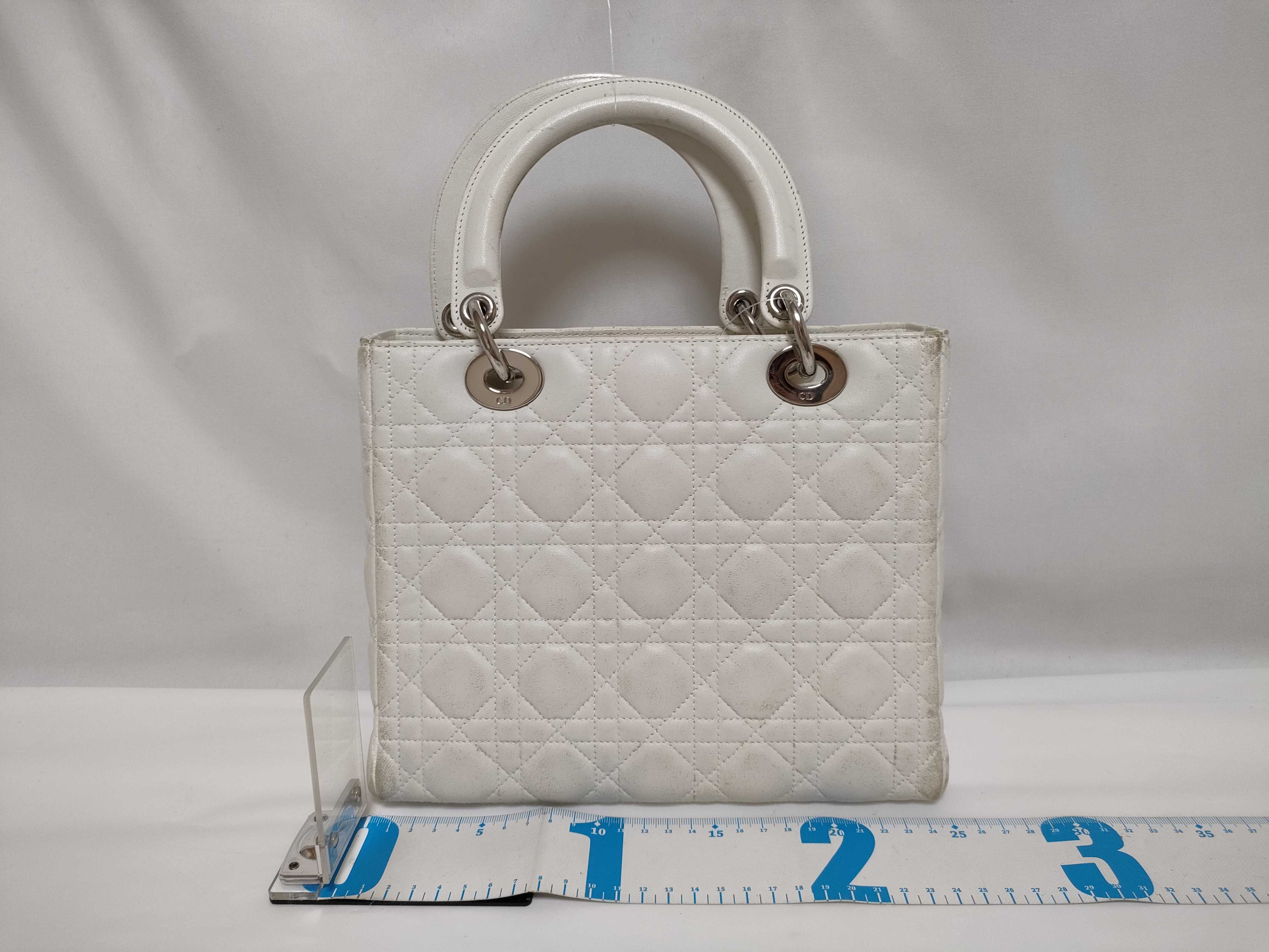 Lady Dior Leather White 2-Way Handbag — view 2