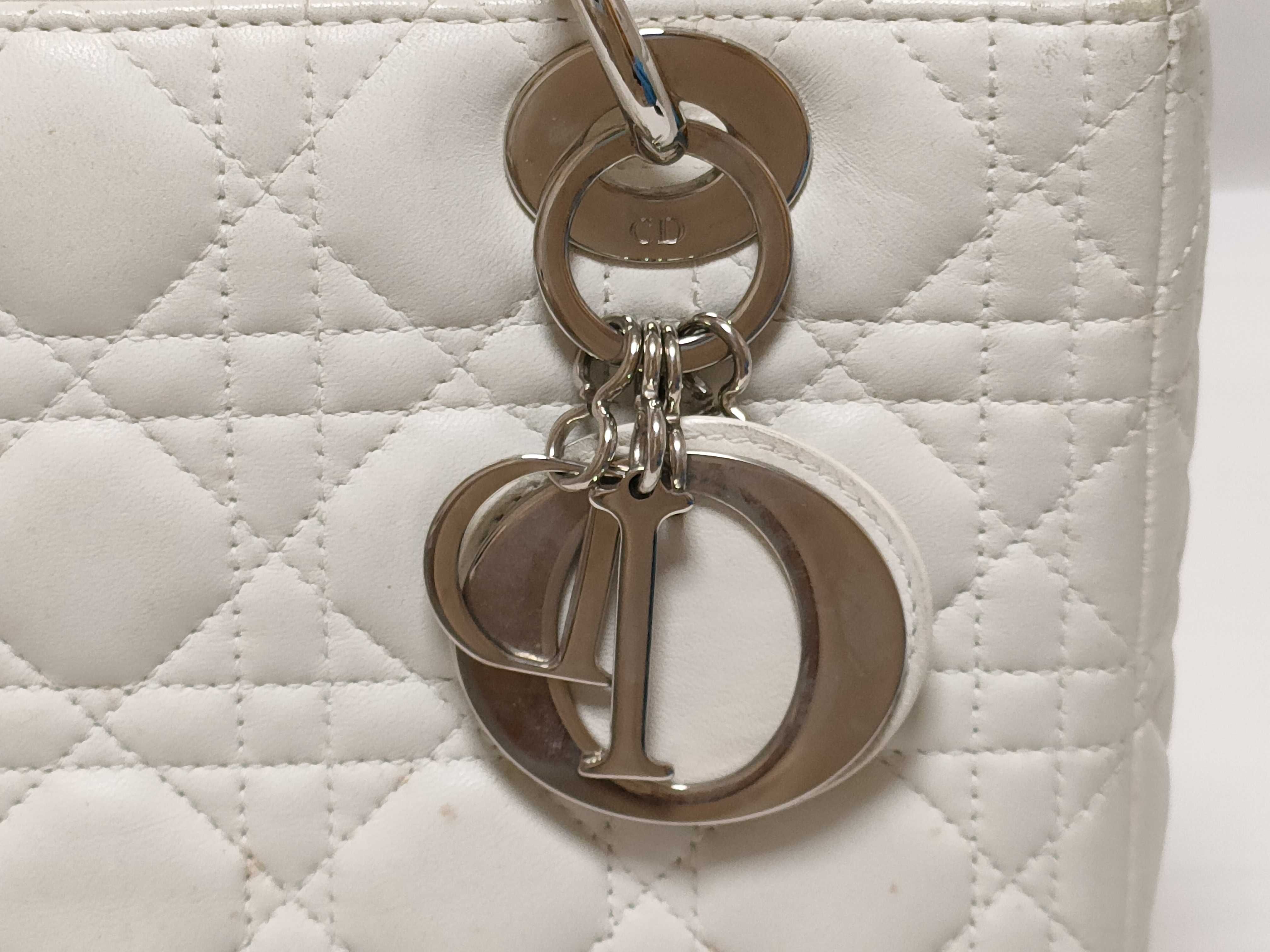 Lady Dior Leather White 2-Way Handbag — view 13