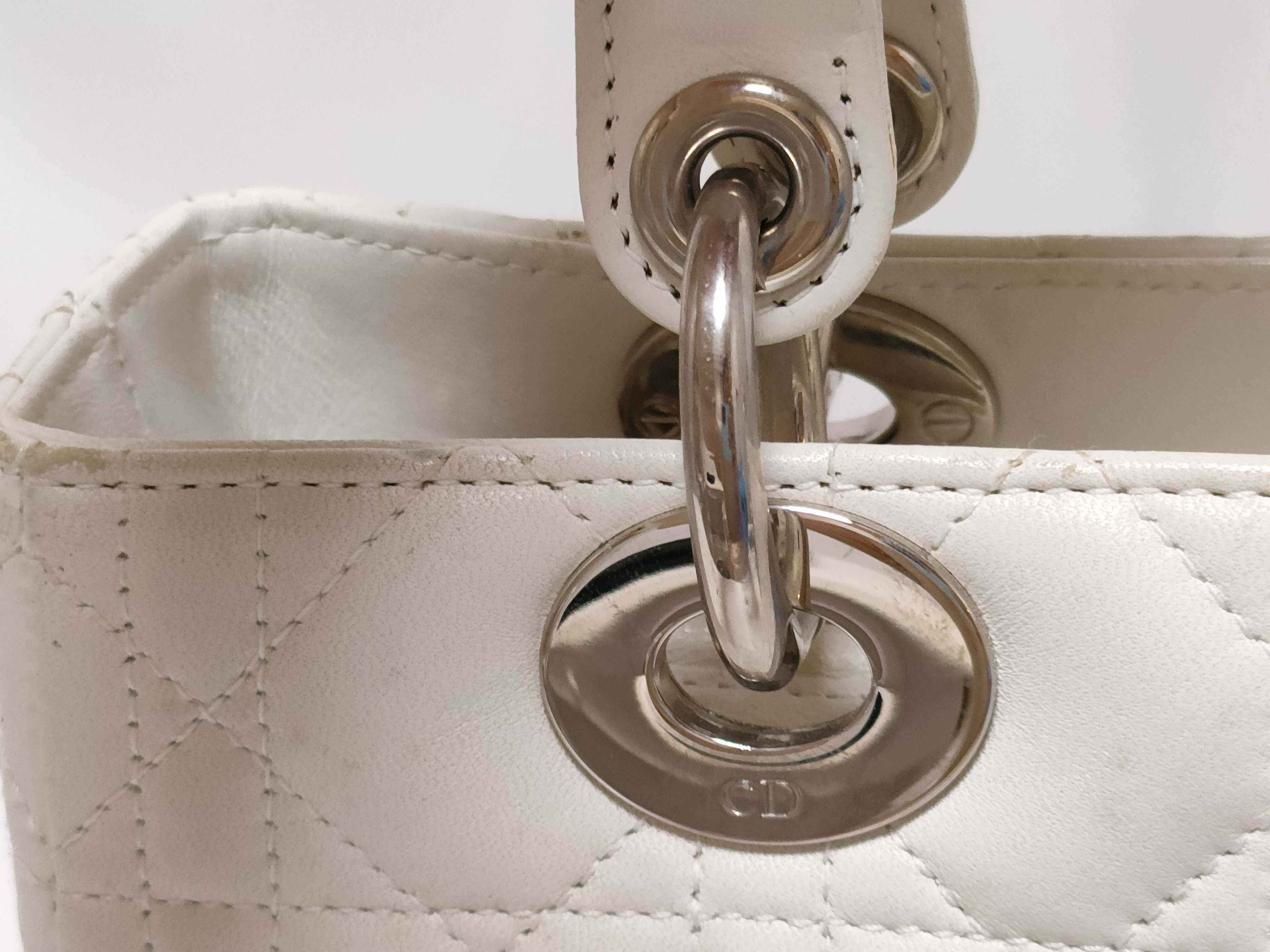 Lady Dior Leather White 2-Way Handbag — view 5