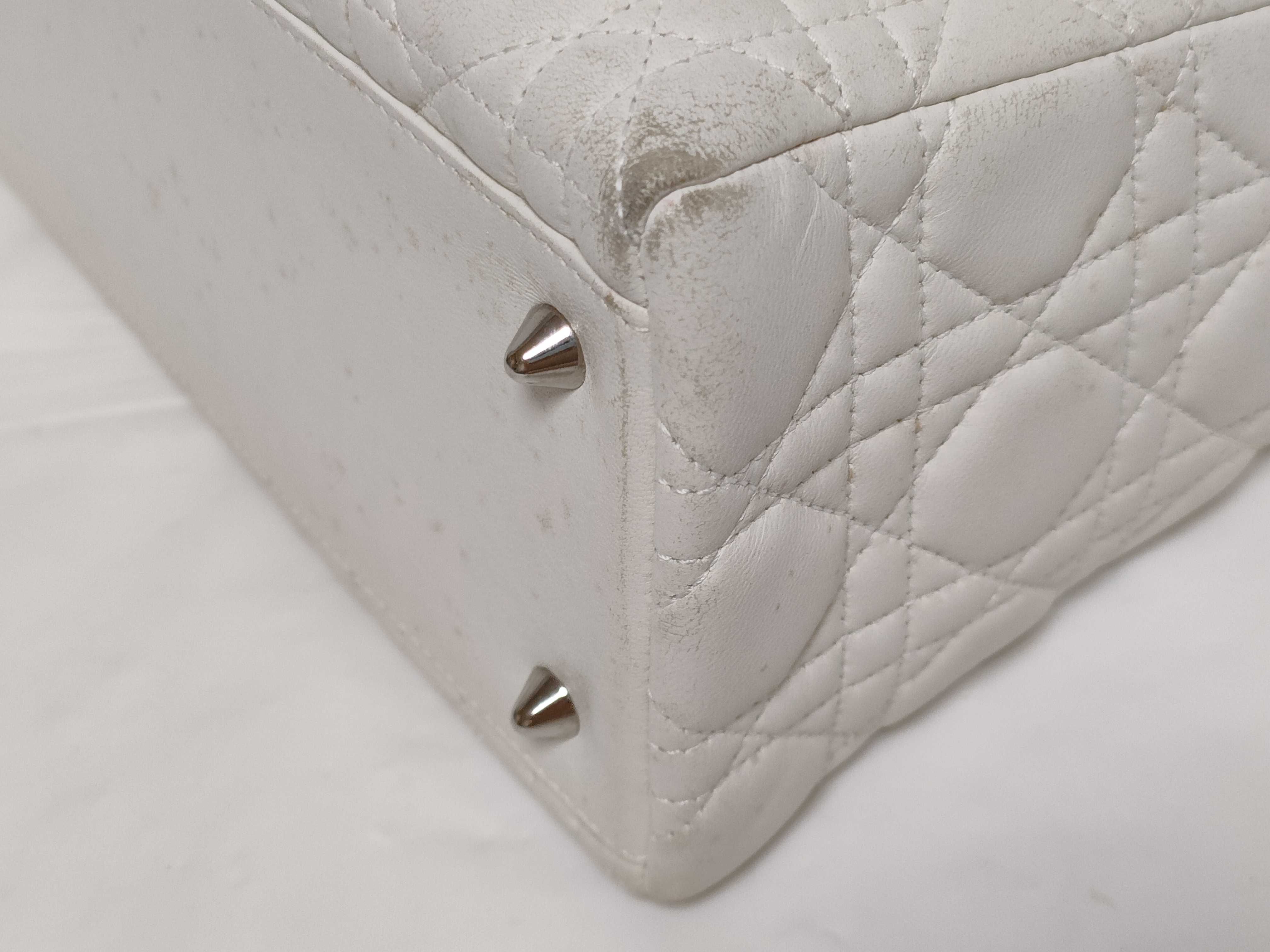 Lady Dior Leather White 2-Way Handbag — view 6