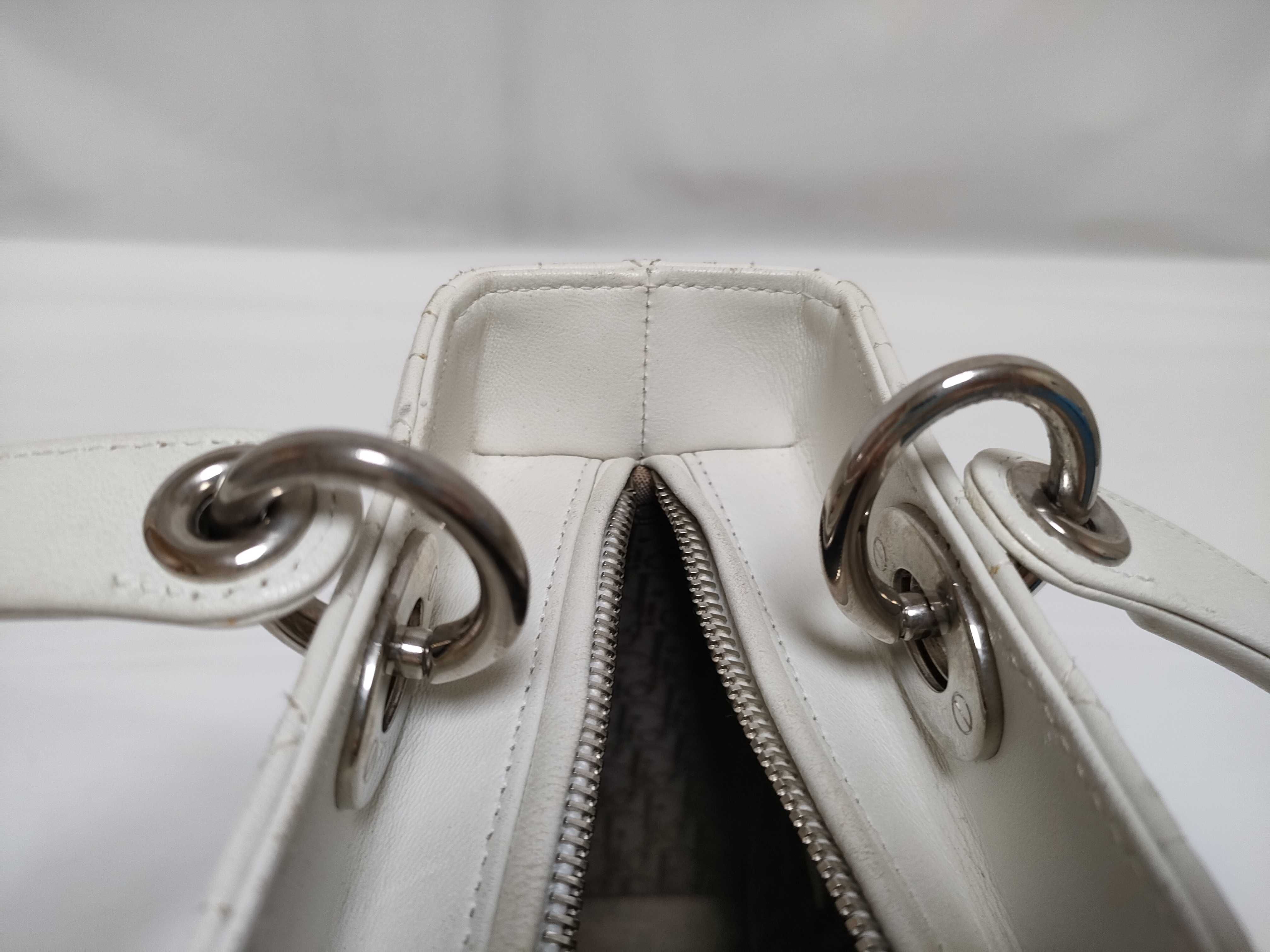 Lady Dior Leather White 2-Way Handbag — view 8