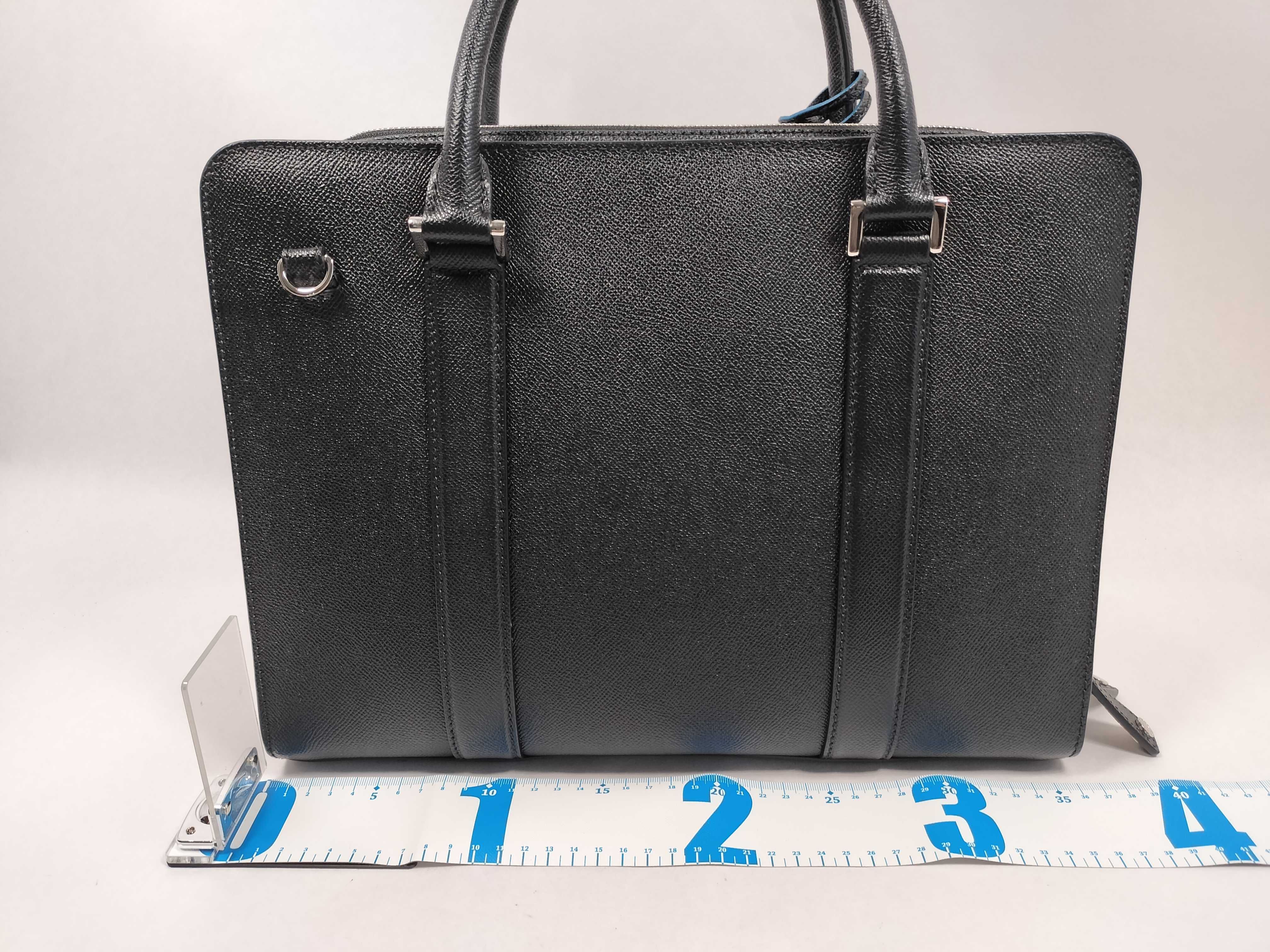 Bulgari Man Leather Briefcase Black Business Bag — view 2