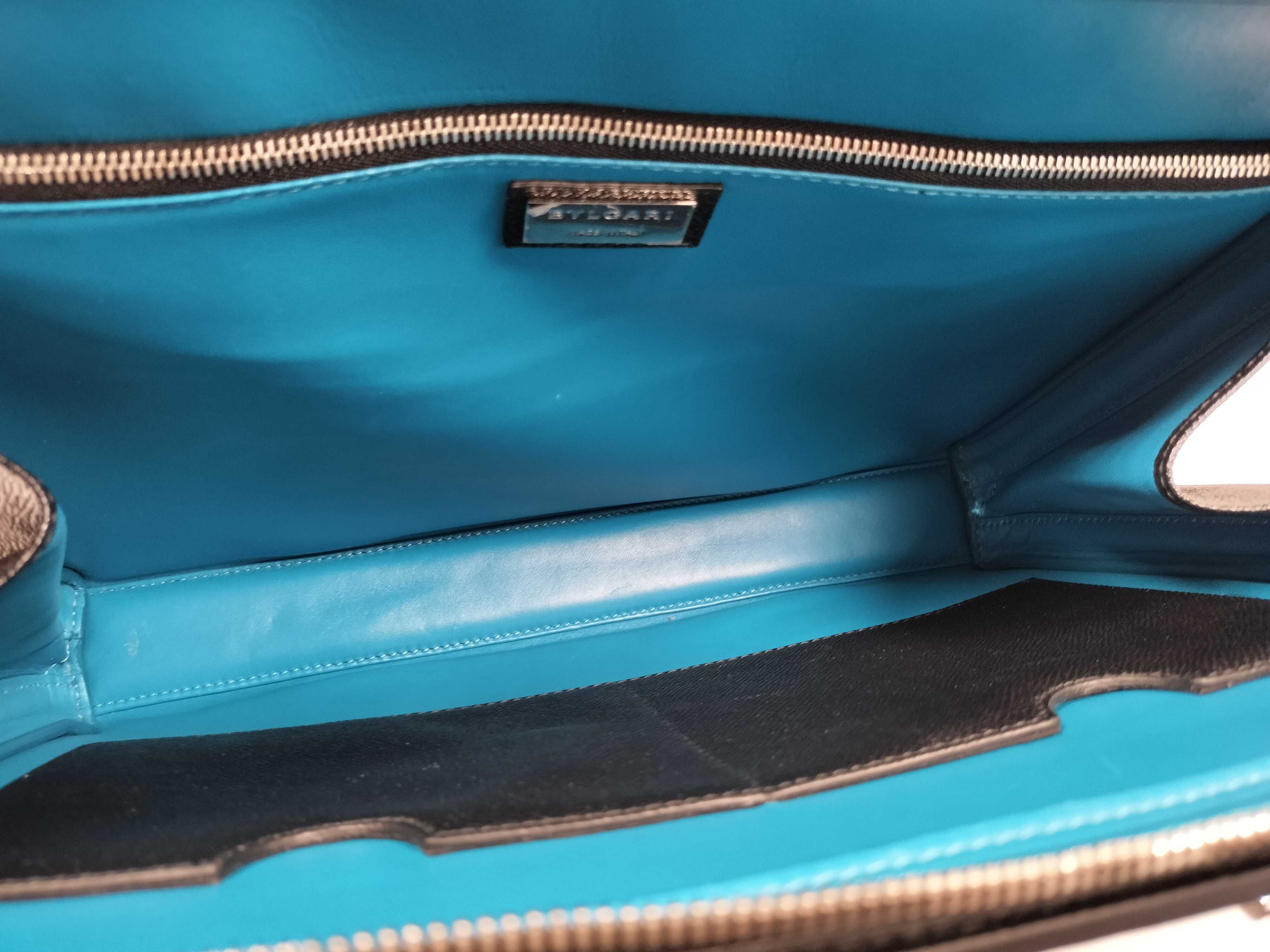 Bulgari Man Leather Briefcase Black Business Bag — view 11