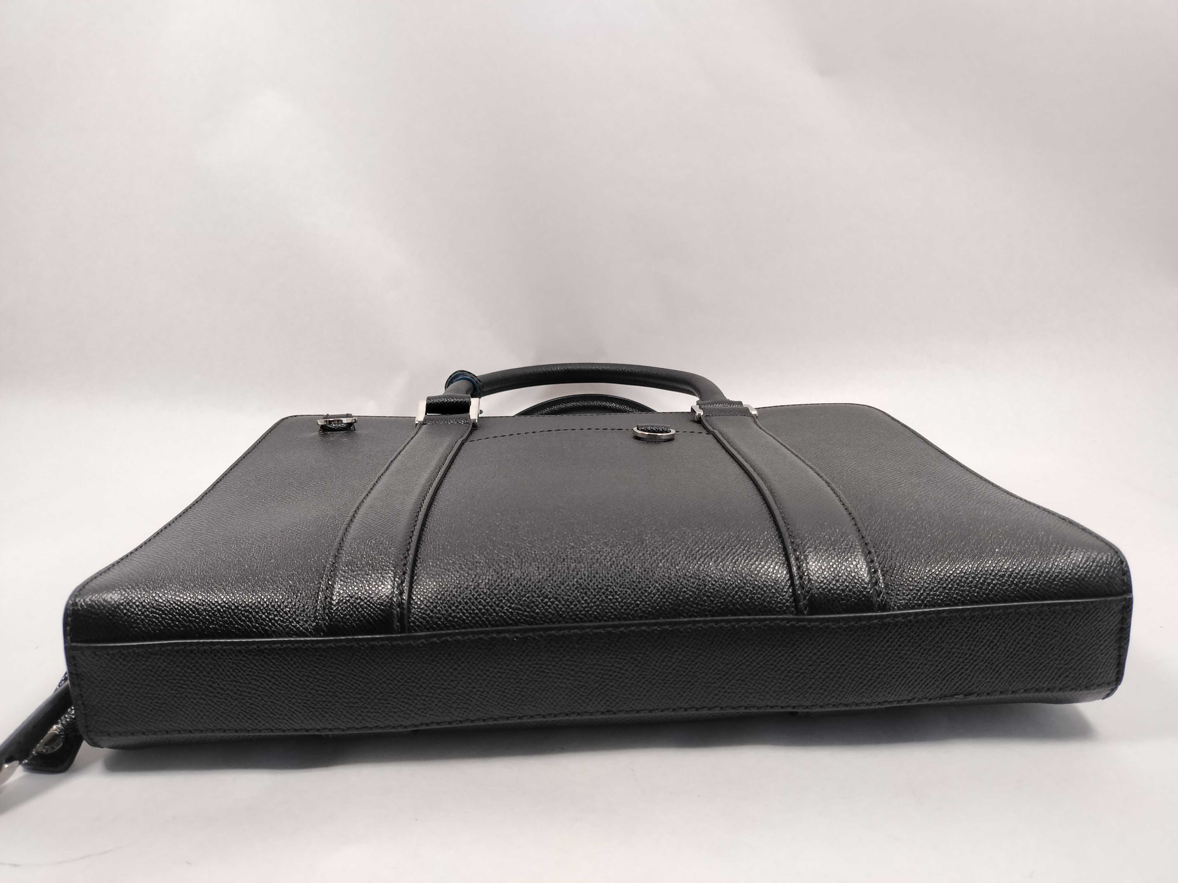 Bulgari Man Leather Briefcase Black Business Bag — view 7