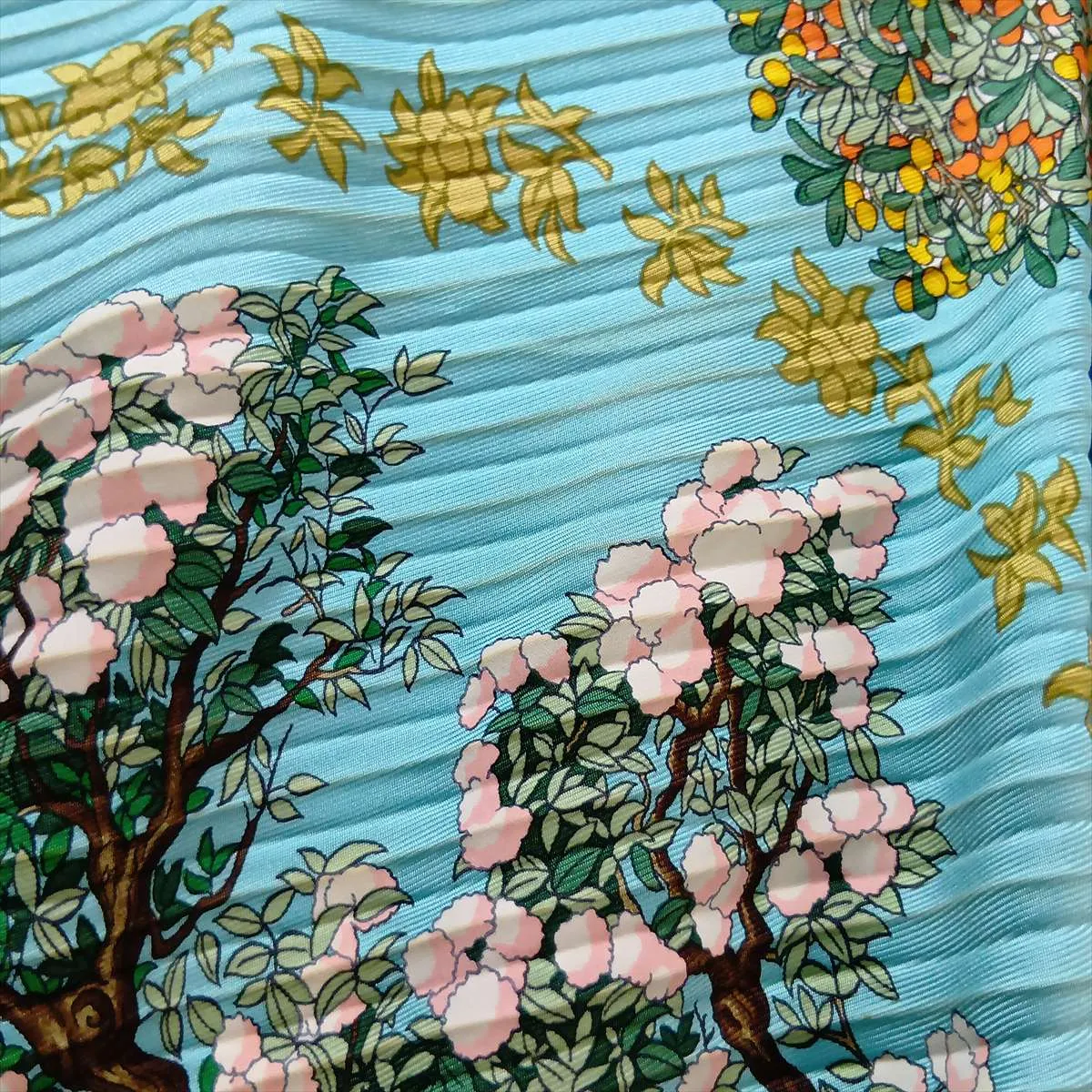 Carre 90 BONSAI (Bonsai - Beautiful Moment) Scarf, Silk, Green. Shows wear, — view 7