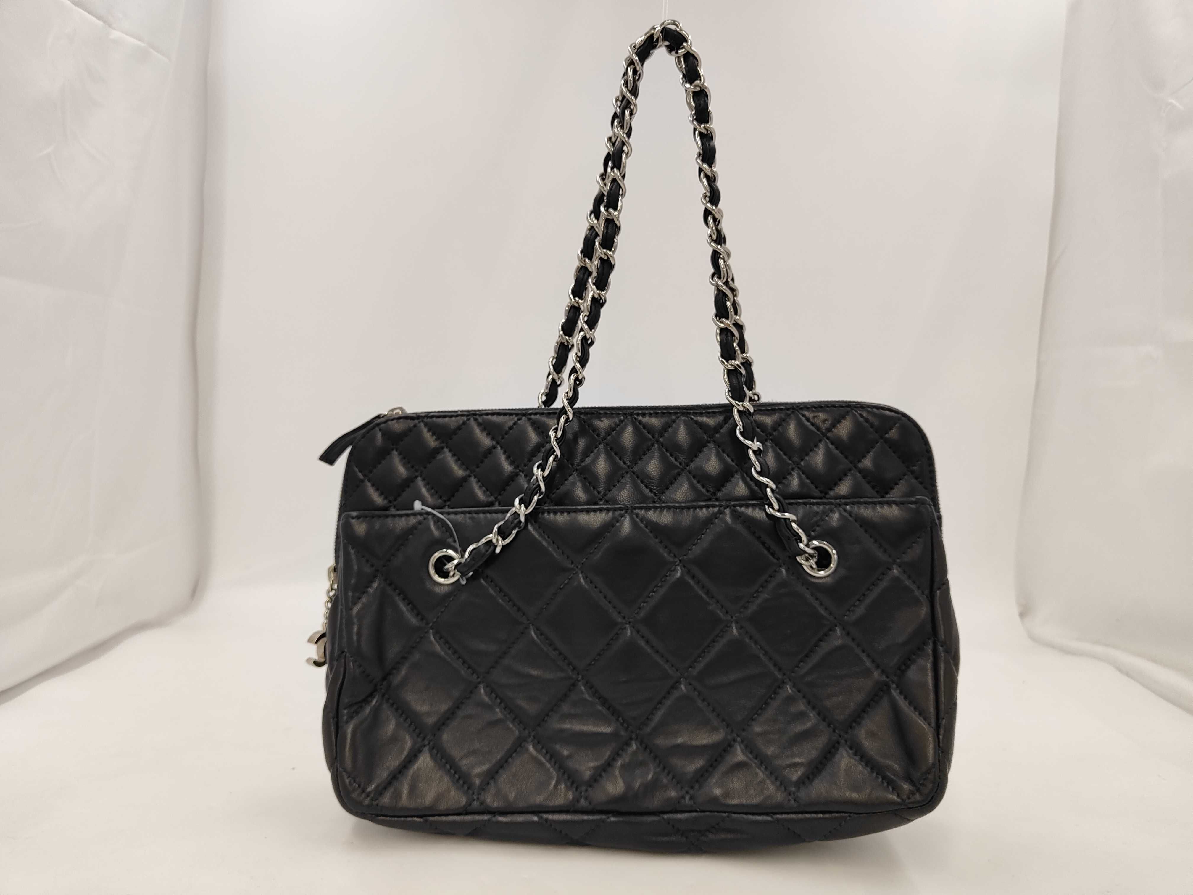 Chain Tote Bag, Black and Silver Shoulder Bag