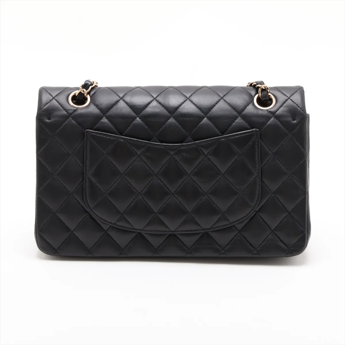 [Individually packaged] Chanel Matelassé 25 Lambskin Double Flap Double Chain Bag, Black with Gold Hardware, 8792668, Series 8, A01112 — view 2