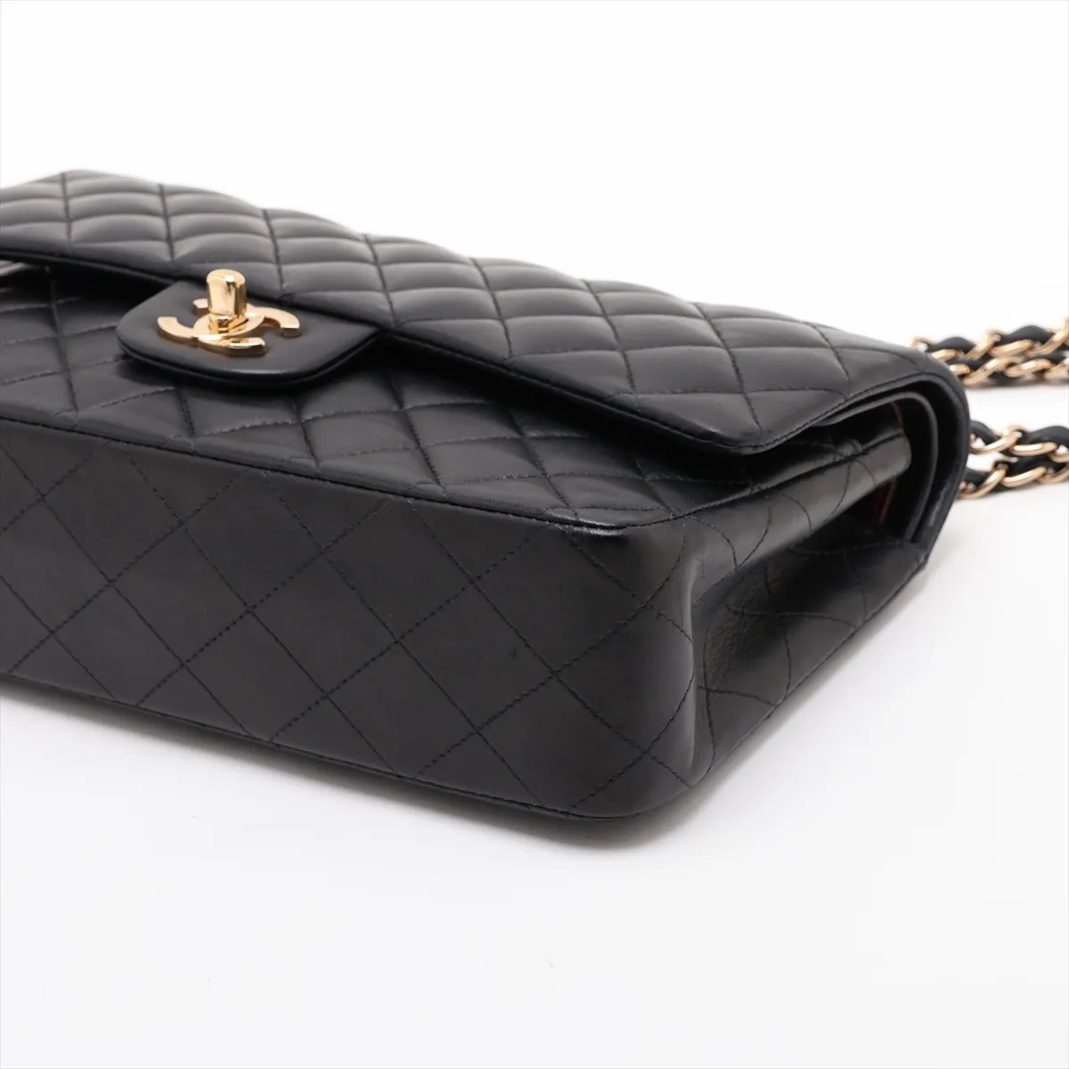 [Individually packaged] Chanel Matelassé 25 Lambskin Double Flap Double Chain Bag, Black with Gold Hardware, 8792668, Series 8, A01112 — view 3