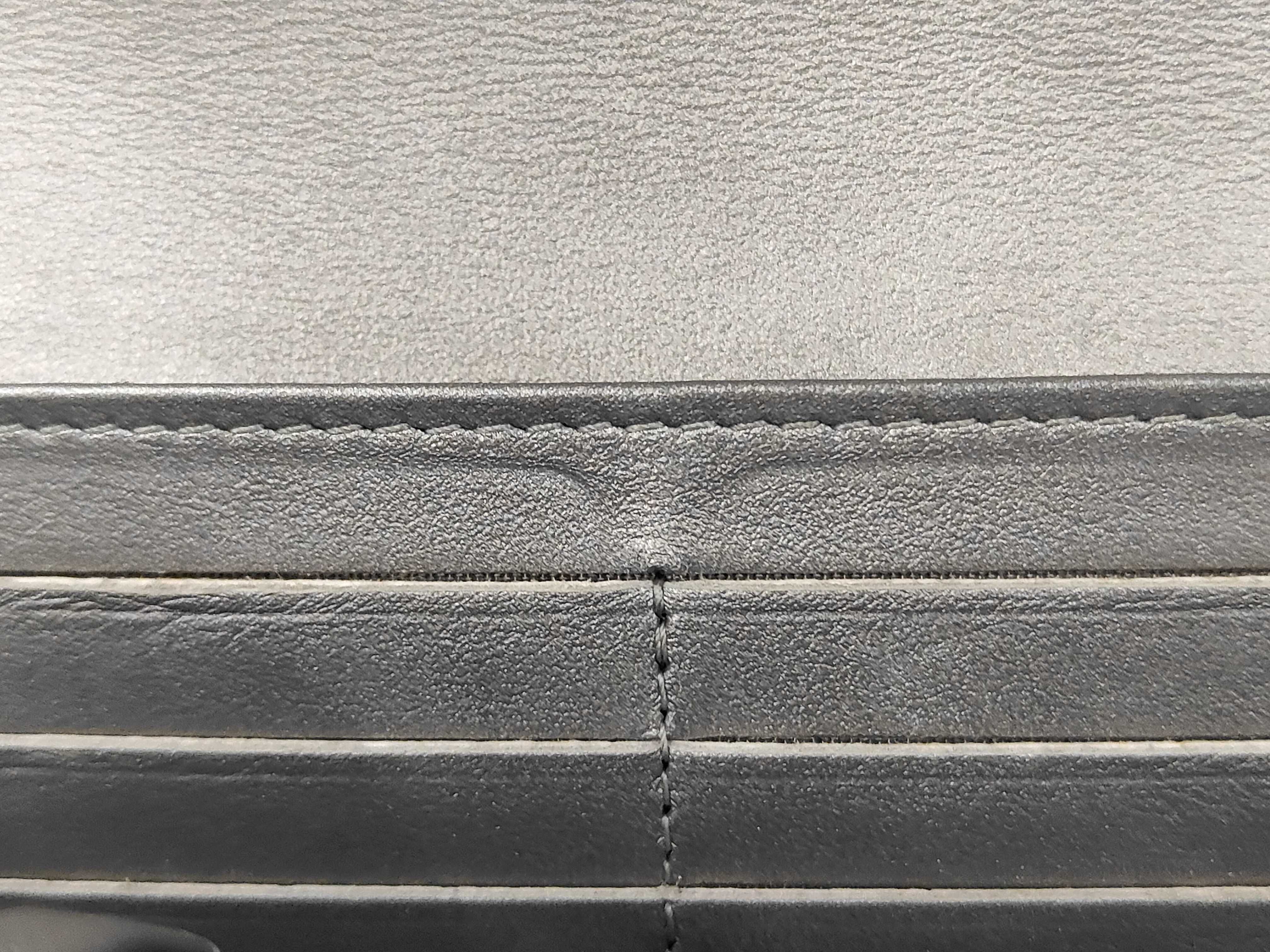Matelassé Long Wallet, Caviar Leather, Silver Hardware, Gray, 24704244 — view 8